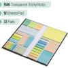 imageMr Pen Transparent Sticky Note Set 1650 Sheets Pastel Colors Tabs Dividers Translucent Planner Notes