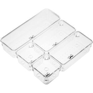 imageMr Pen Drawer Organizers Set 5 pcs Clear Plastic Makeup Drawer Organizer containers for Organizing Desk Vanity Organizer Bathroom Drawer Organizers