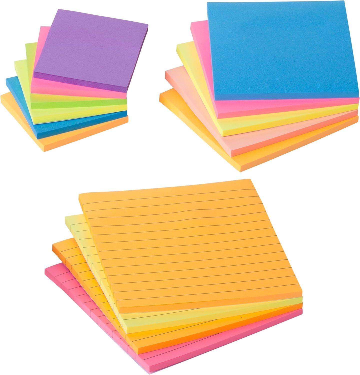 imageMr Pen Sticky Notes Set  Assorted Sizes 15 Pc Bright Colored Sticky PadsA Bright