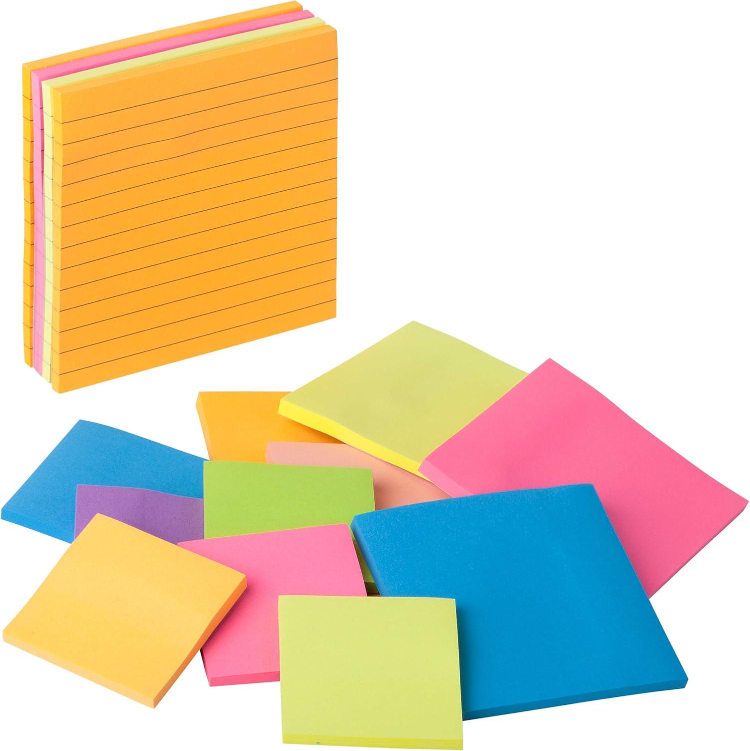 imageMr Pen Sticky Notes Set  Assorted Sizes 15 Pc Bright Colored Sticky PadsA Bright