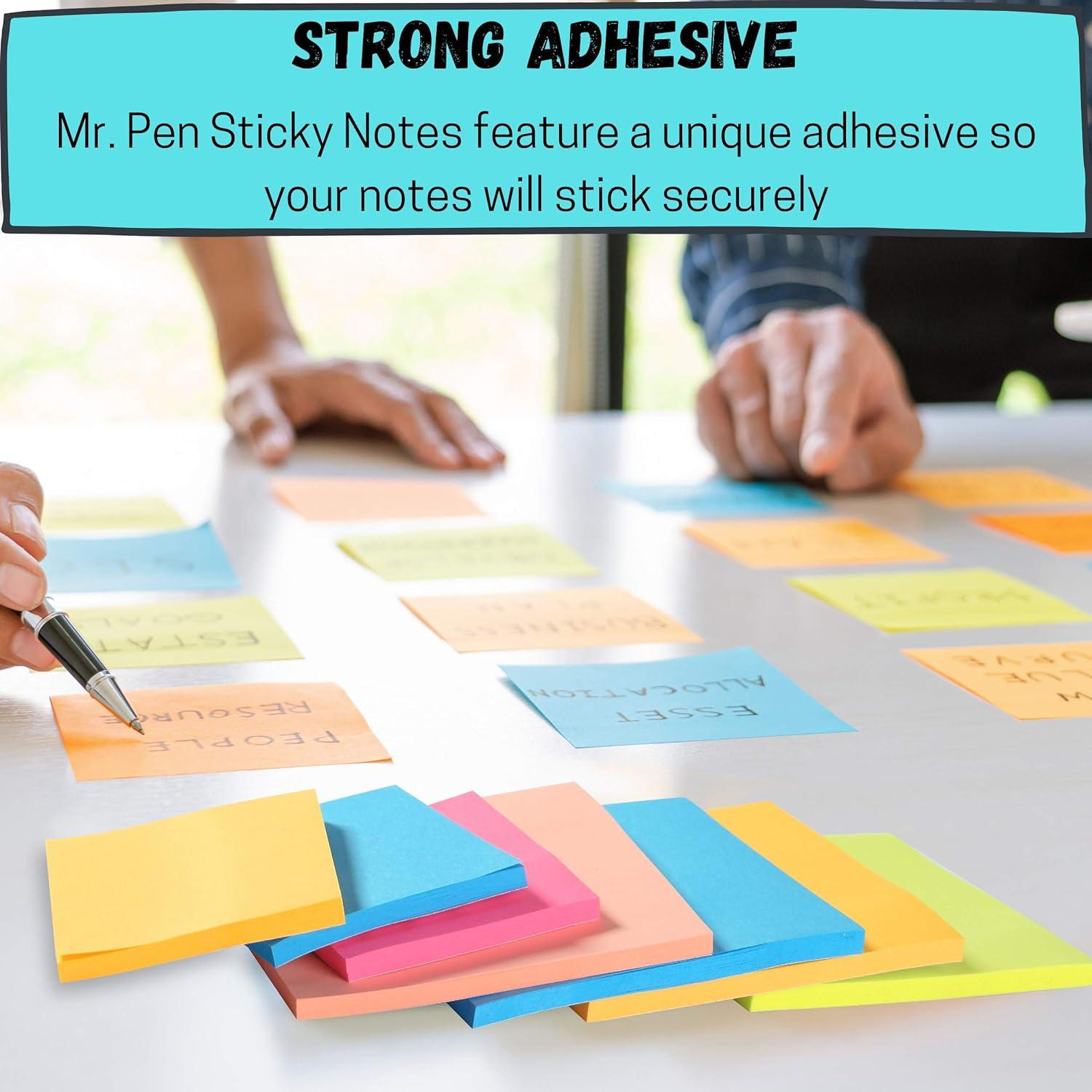 imageMr Pen Sticky Notes Set  Assorted Sizes 15 Pc Bright Colored Sticky PadsA Bright