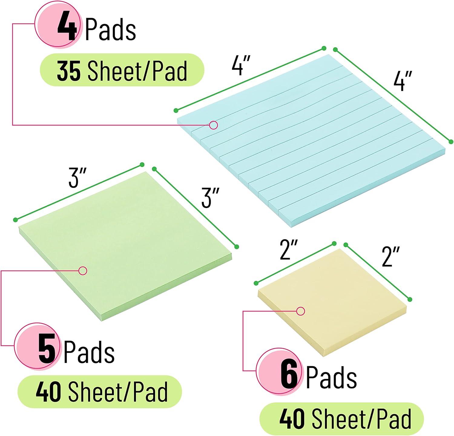 imageMr Pen Sticky Notes Set  Assorted Sizes 15 Pc Bright Colored Sticky PadsB Pastel