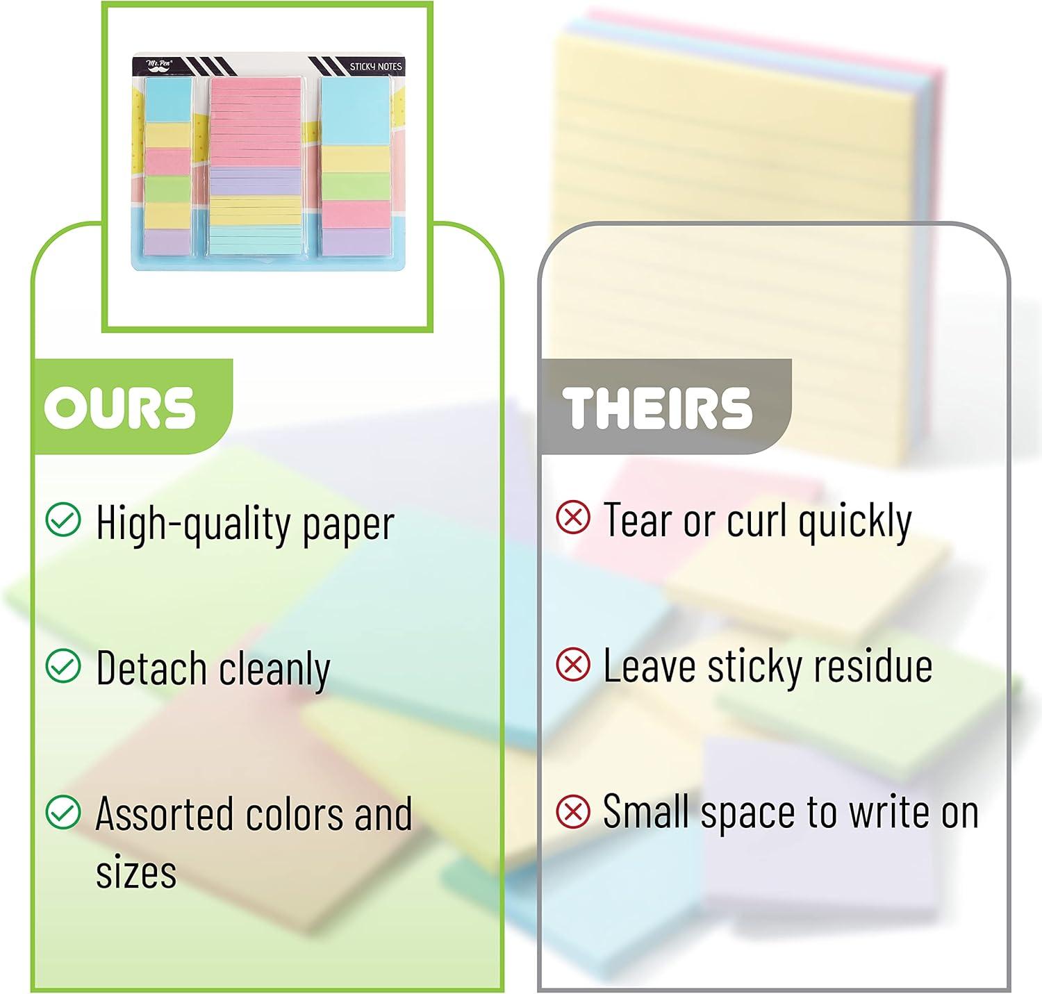 imageMr Pen Sticky Notes Set  Assorted Sizes 15 Pc Bright Colored Sticky PadsB Pastel