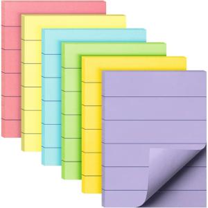 imageMr Pen Lined Sticky Notes  15quot x 2quot 6 Pads 60 Sheets Vibrant Colors
