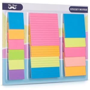 imageMr Pen Sticky Notes Set  Assorted Sizes 15 Pc Bright Colored Sticky PadsA Bright