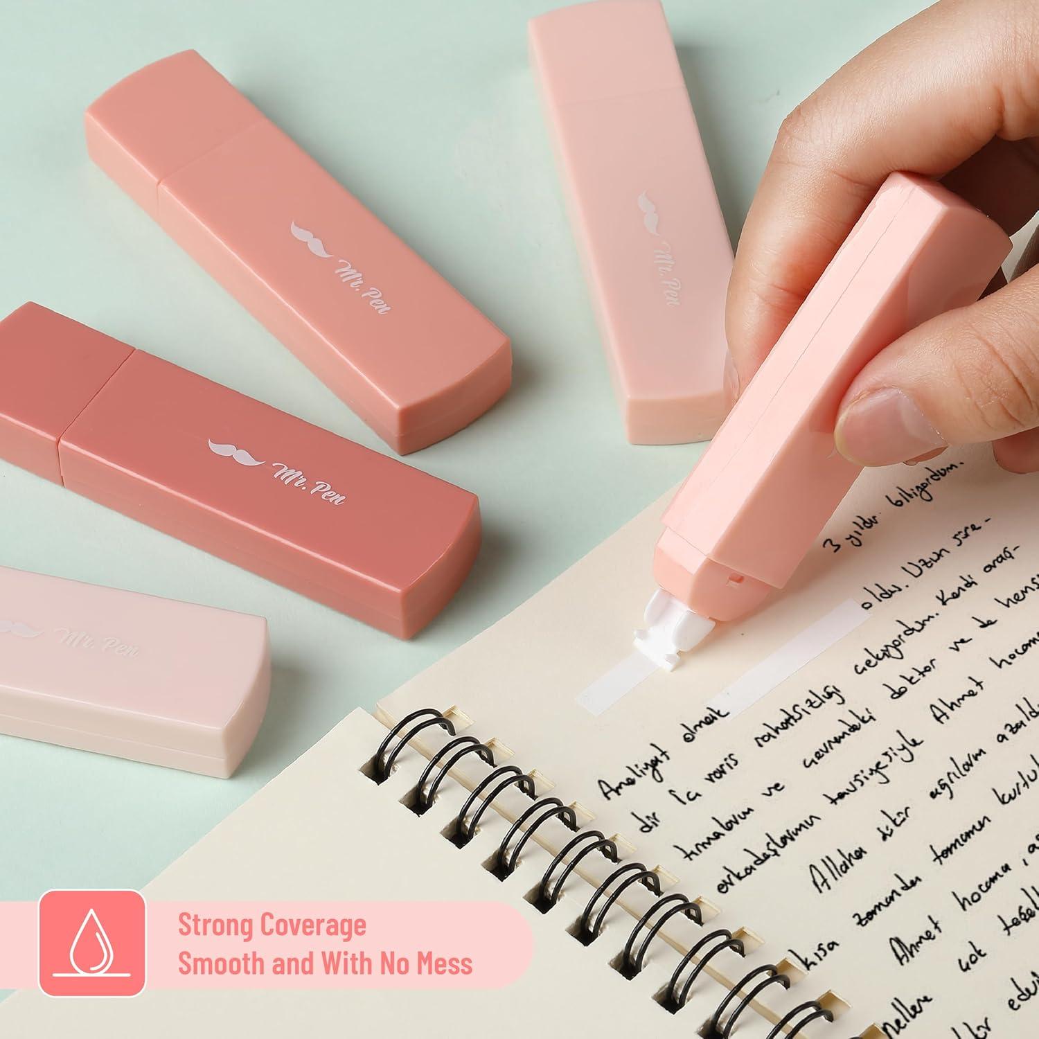 imageMr Pen Aesthetic Correction Tape 02quot x 197quot 12 pcs Pastel Colors Cute Correction TapeMocha Blush Barrel