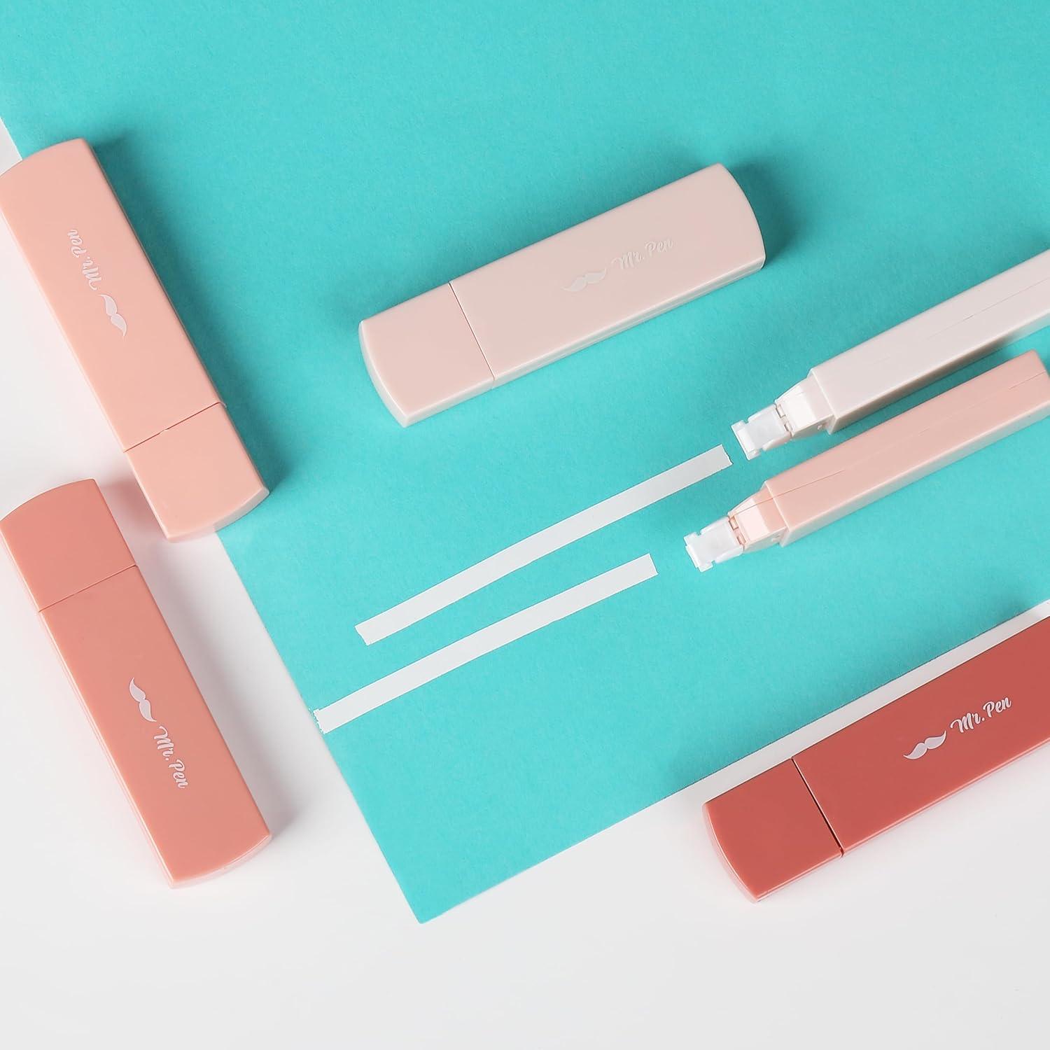 imageMr Pen Aesthetic Correction Tape 02quot x 197quot 12 pcs Pastel Colors Cute Correction TapeMocha Blush Barrel