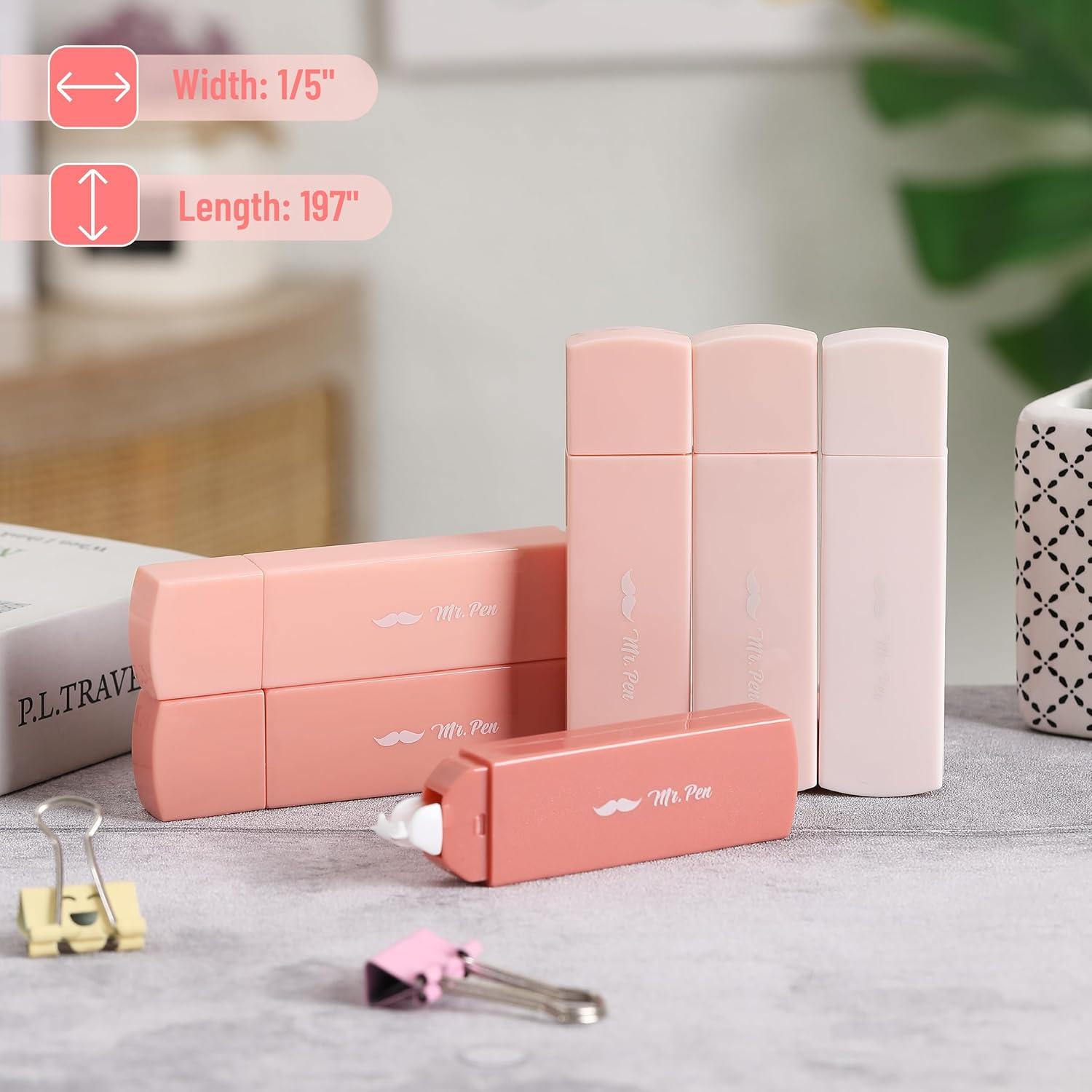 imageMr Pen Aesthetic Correction Tape 02quot x 197quot 12 pcs Pastel Colors Cute Correction TapeMocha Blush Barrel