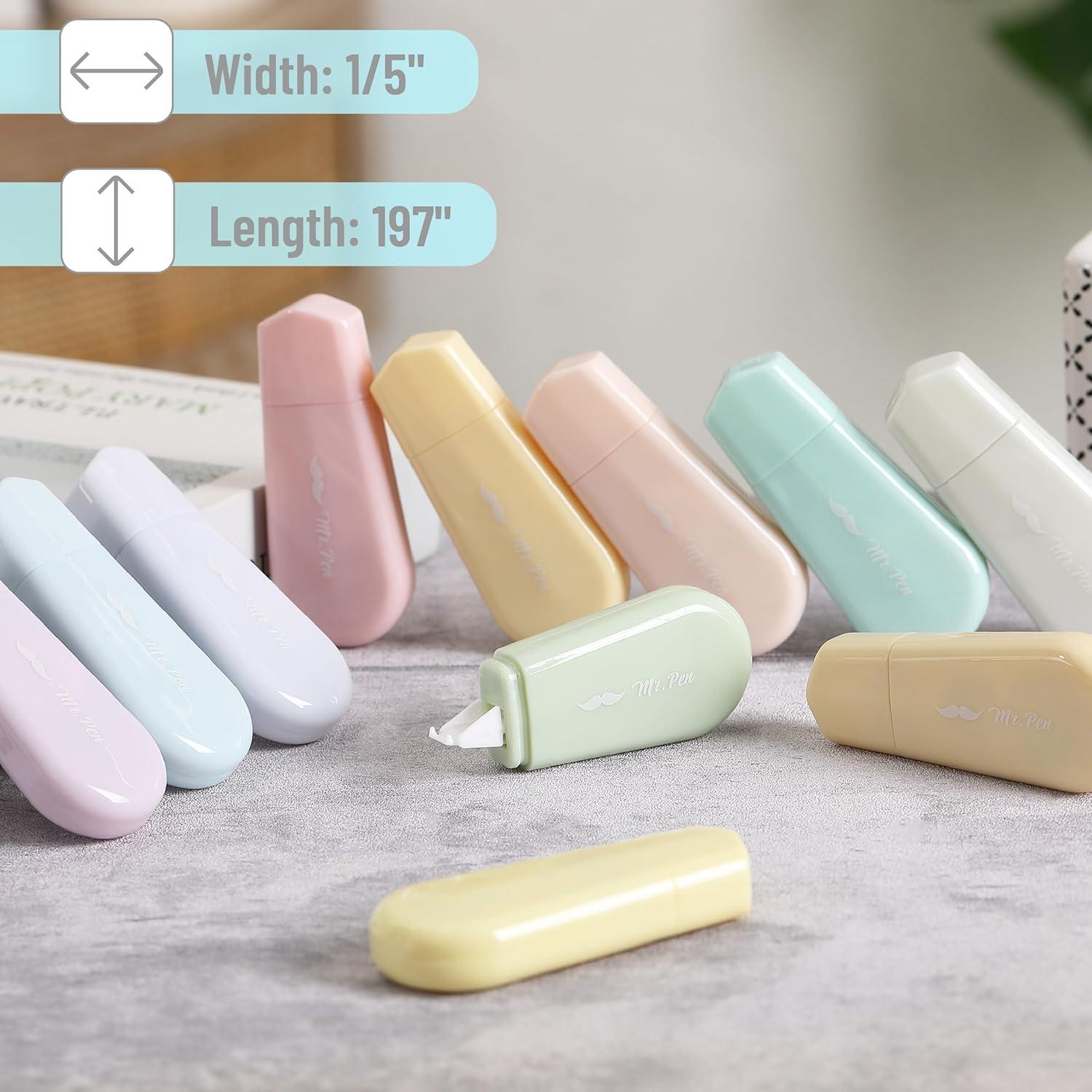 imageMr Pen Aesthetic Correction Tape 02quot x 197quot 12 pcs Pastel Colors Cute Correction TapePastel Barrel