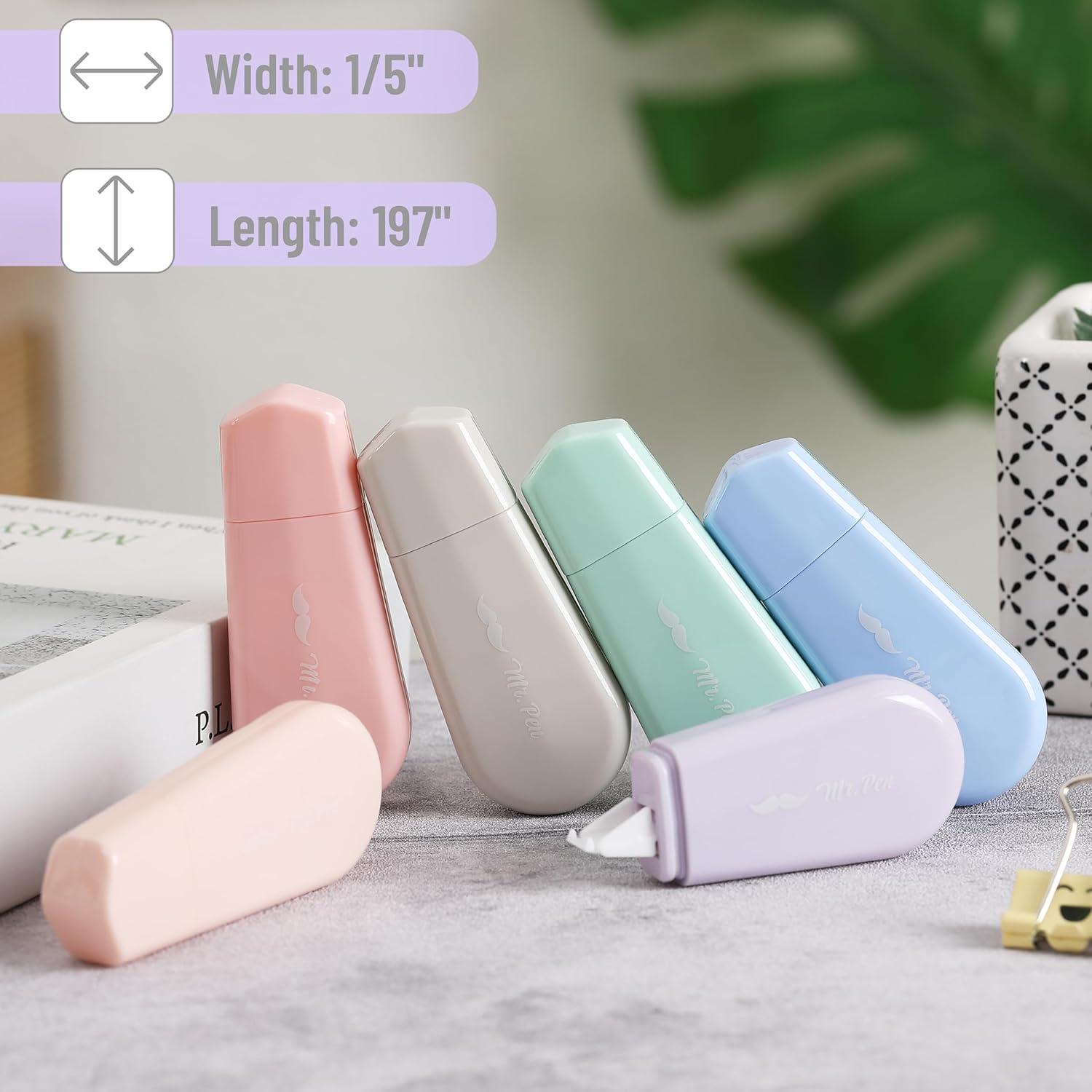 imageMr Pen Aesthetic Correction Tape 02quot x 197quot 12 pcs Pastel Colors Cute Correction TapePastel Barrel