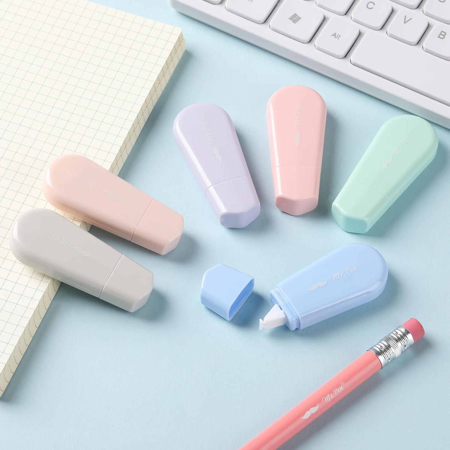 imageMr Pen Aesthetic Correction Tape 02quot x 197quot 12 pcs Pastel Colors Cute Correction TapePastel Barrel