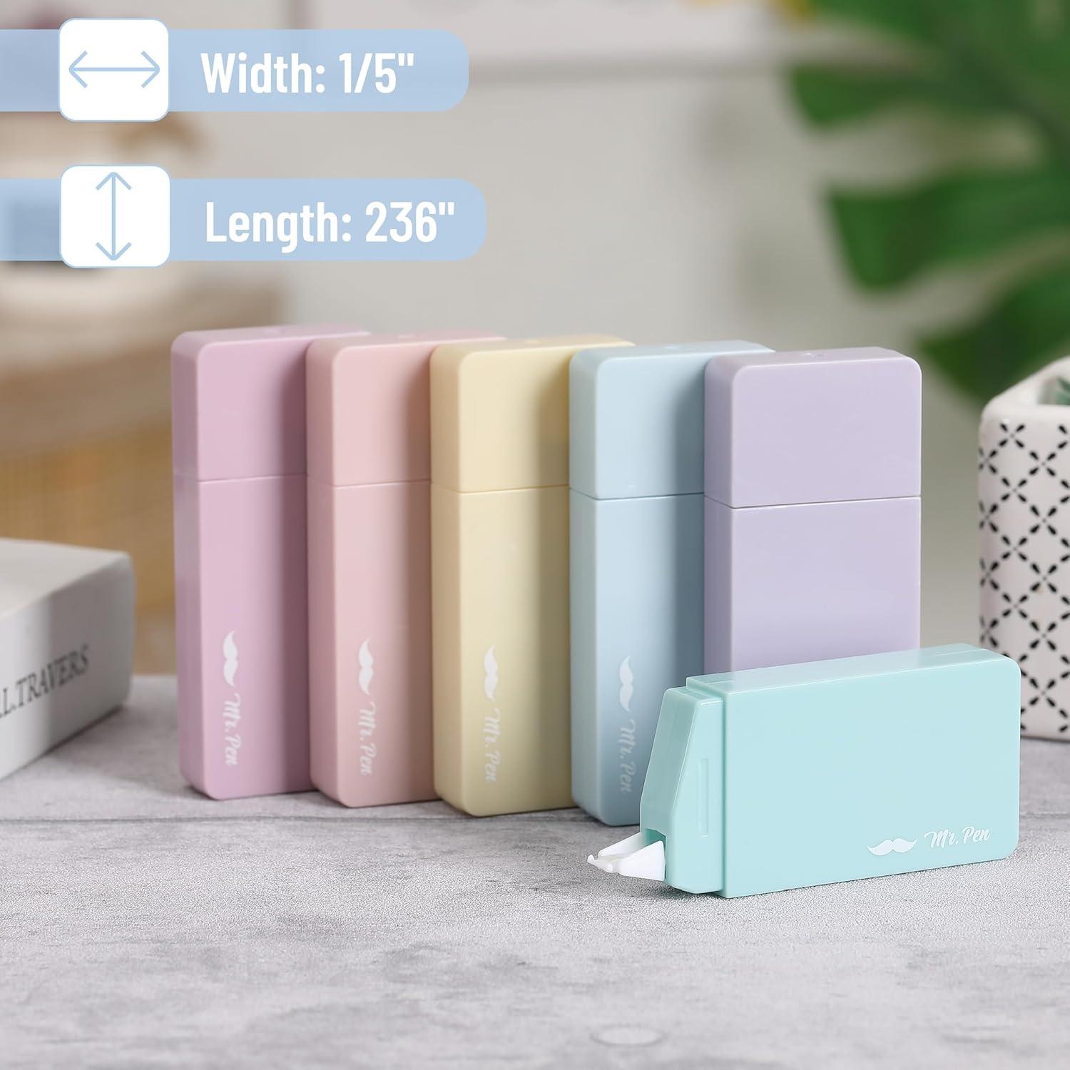 imageMr Pen Aesthetic Correction Tape 02quot x 236quot 6 pcs Pastel Colors Cute Correction TapePastel Barrel