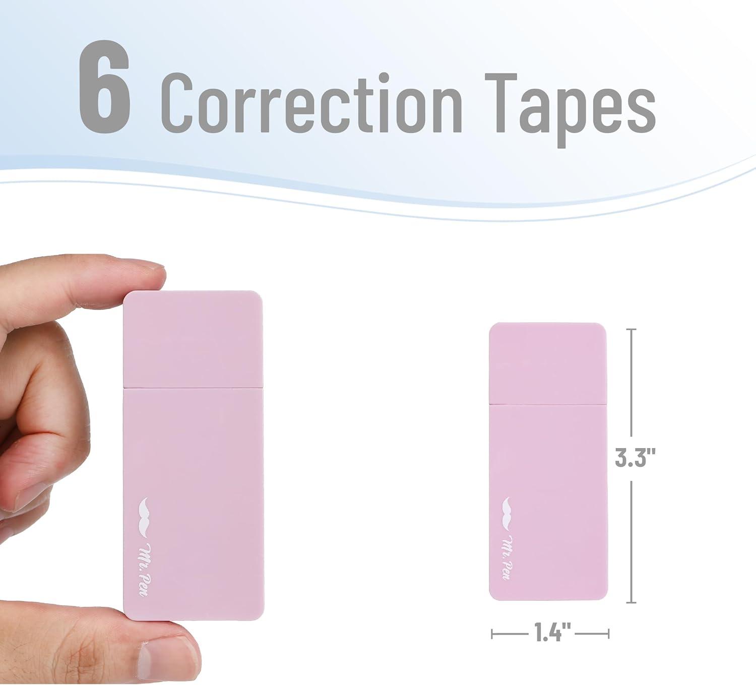imageMr Pen Aesthetic Correction Tape 02quot x 236quot 6 pcs Pastel Colors Cute Correction TapePastel Barrel