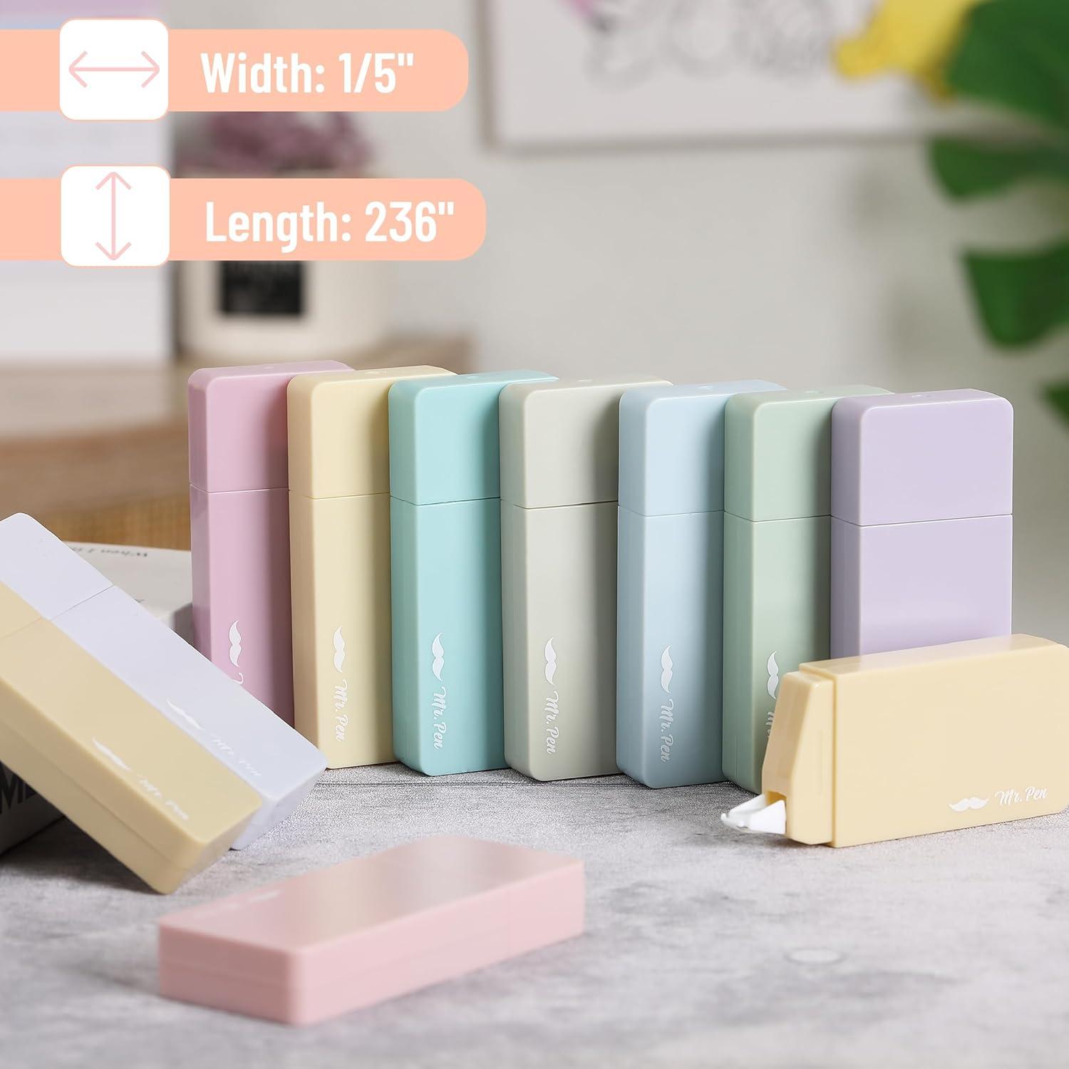 imageMr Pen Aesthetic Correction Tape 02quot x 236quot 6 pcs Pastel Colors Cute Correction TapePastel Barrel