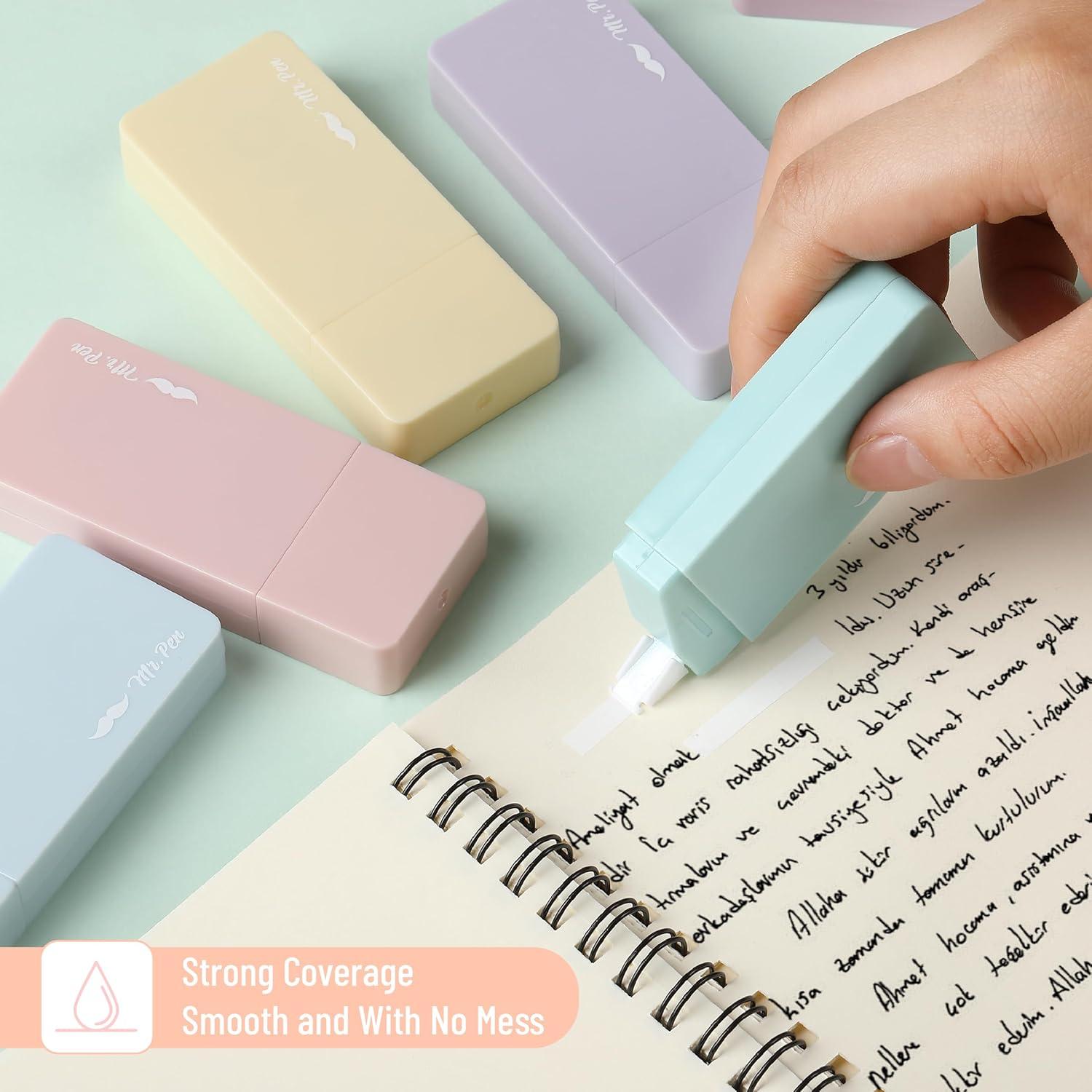 imageMr Pen Aesthetic Correction Tape 02quot x 236quot 6 pcs Pastel Colors Cute Correction TapePastel Barrel