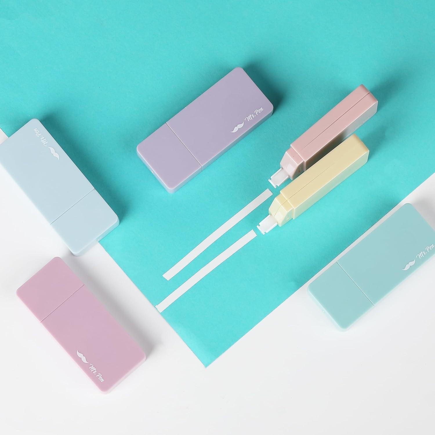 imageMr Pen Aesthetic Correction Tape 02quot x 236quot 6 pcs Pastel Colors Cute Correction TapePastel Barrel