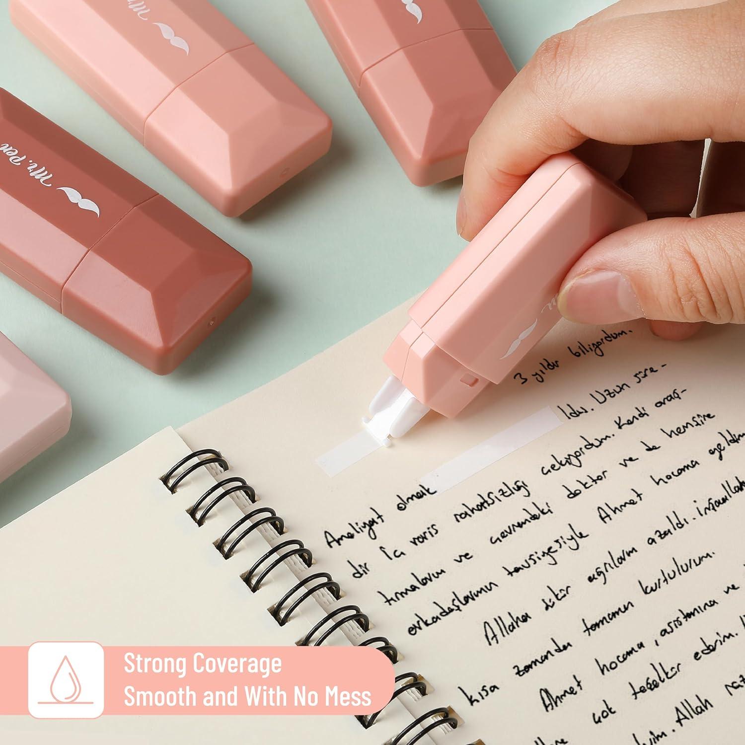 imageMr Pen Correction Tape 02quot x 236quot 12pcs Pastel Colors Cute Correction TapeMocha Blush Barrel