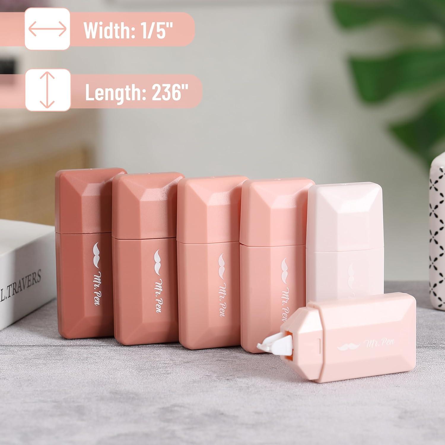 imageMr Pen Correction Tape 02quot x 236quot 12pcs Pastel Colors Cute Correction TapeMocha Blush Barrel