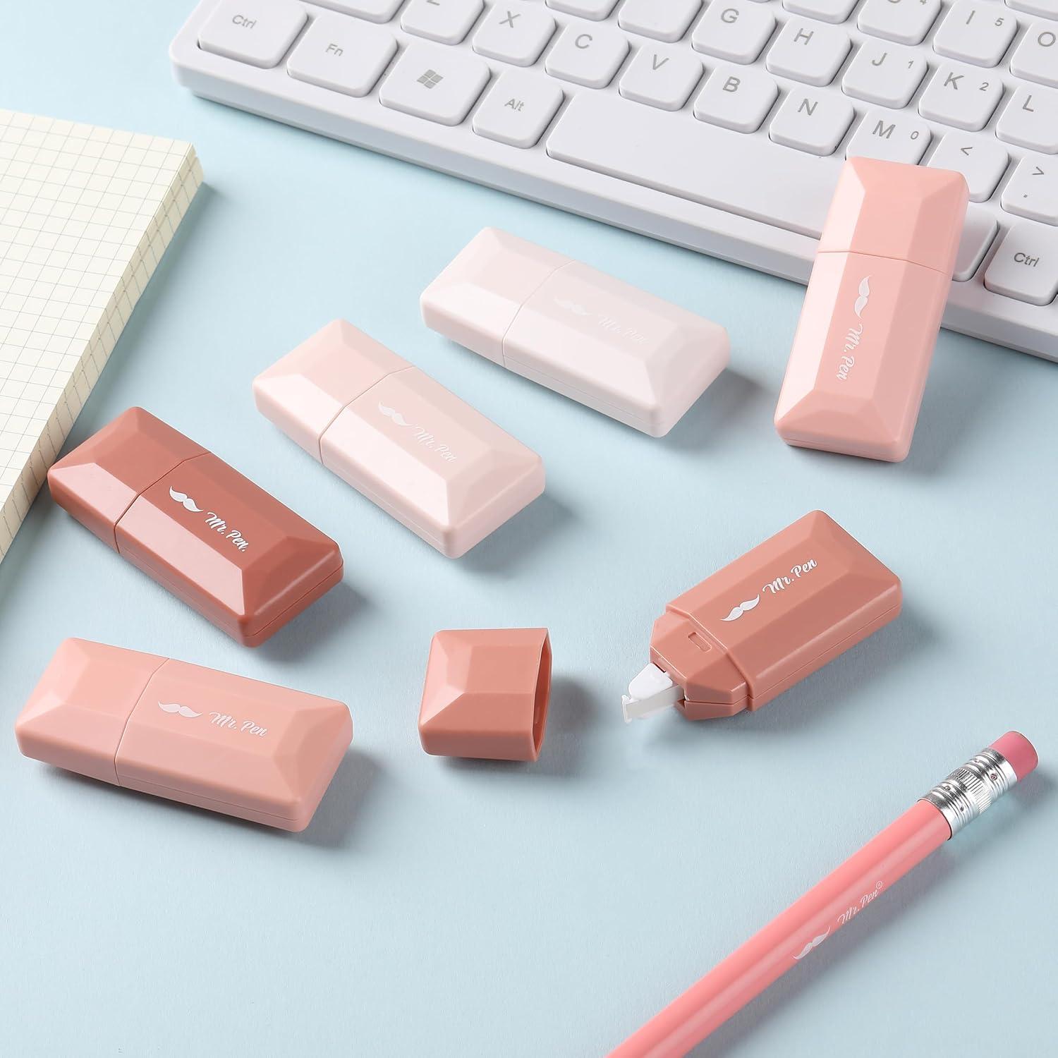 imageMr Pen Correction Tape 02quot x 236quot 12pcs Pastel Colors Cute Correction TapeMocha Blush Barrel