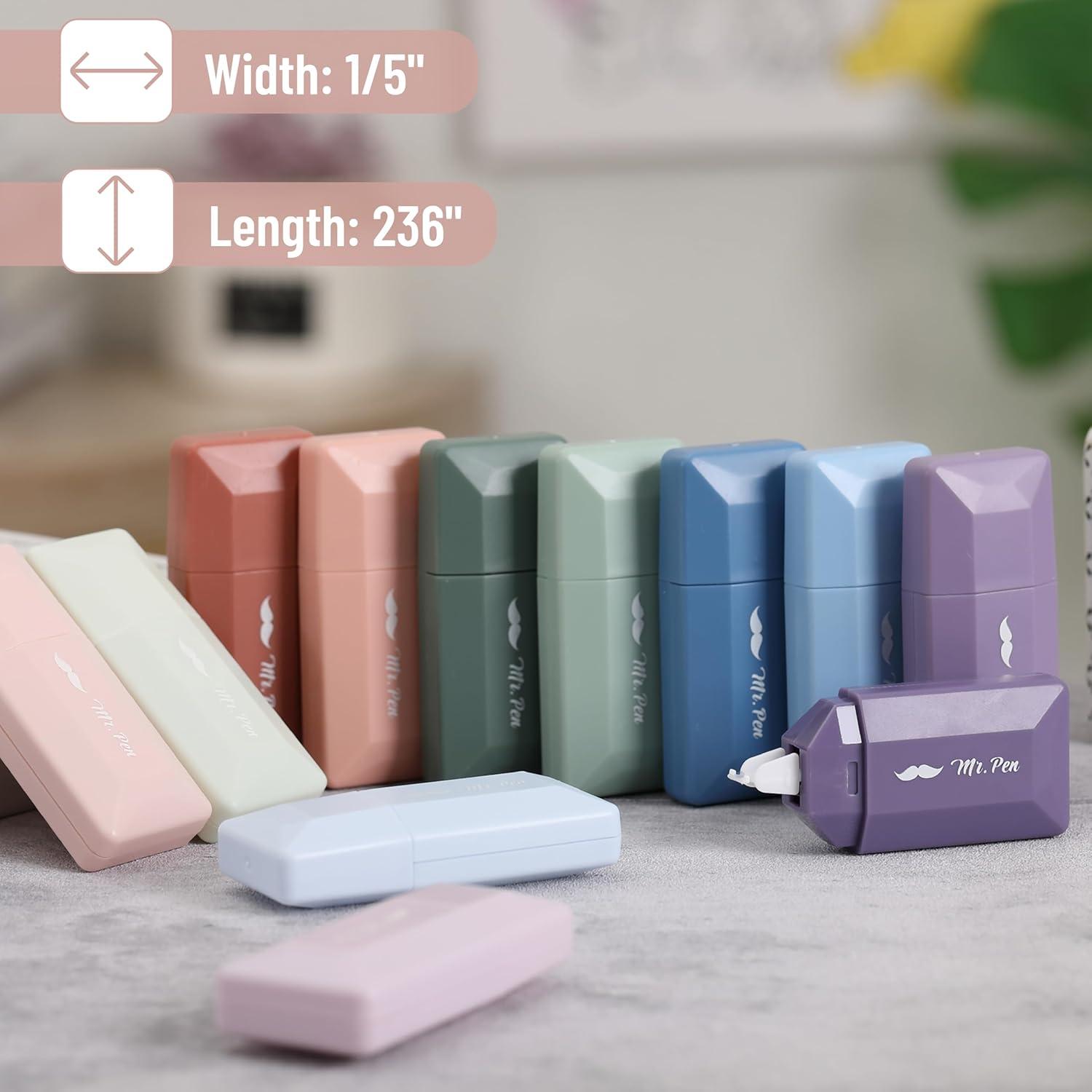 imageMr Pen Correction Tape 02quot x 236quot 12pcs Pastel Colors Cute Correction TapePastel Barrel