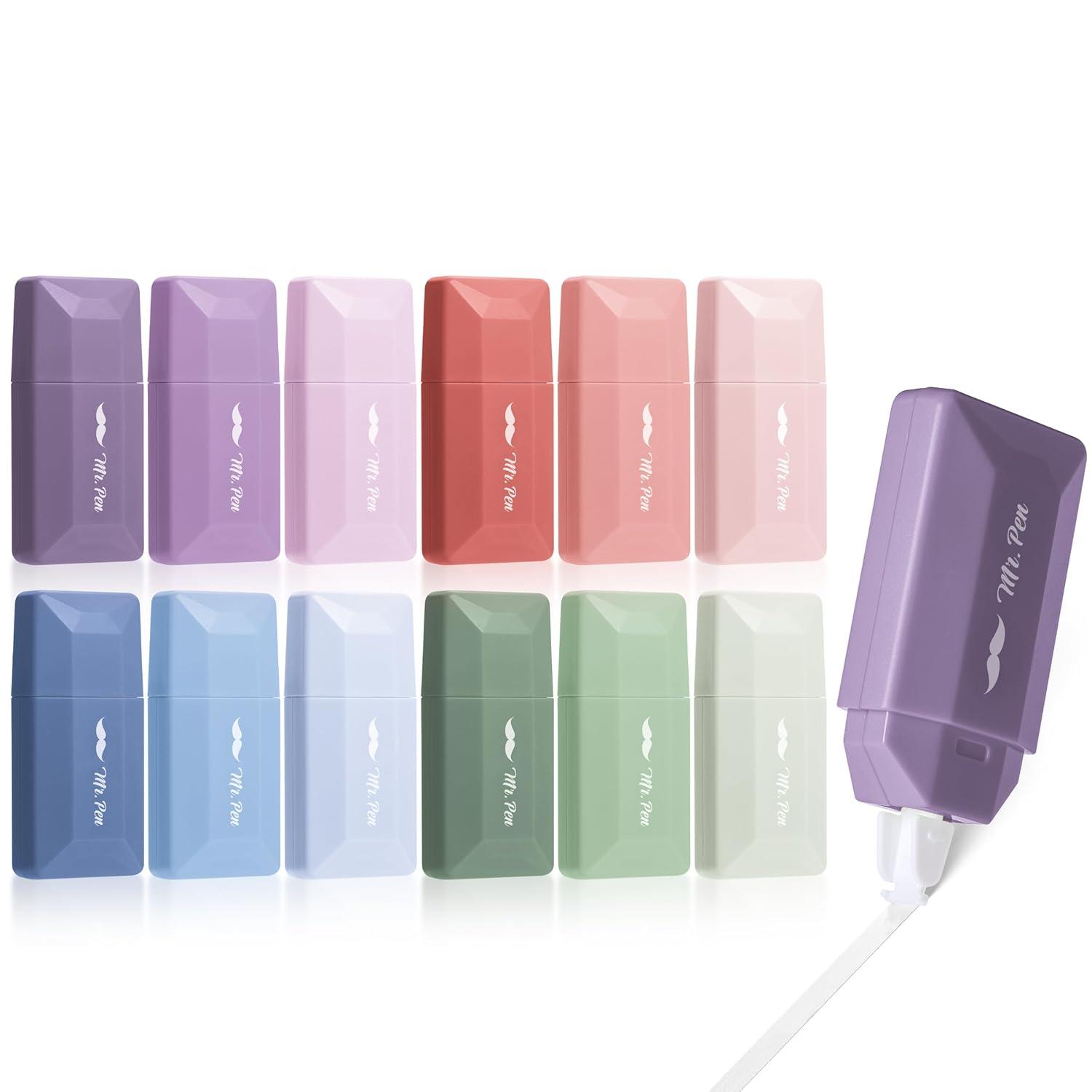 imageMr Pen Correction Tape 02quot x 236quot 12pcs Pastel Colors Cute Correction TapePastel Barrel