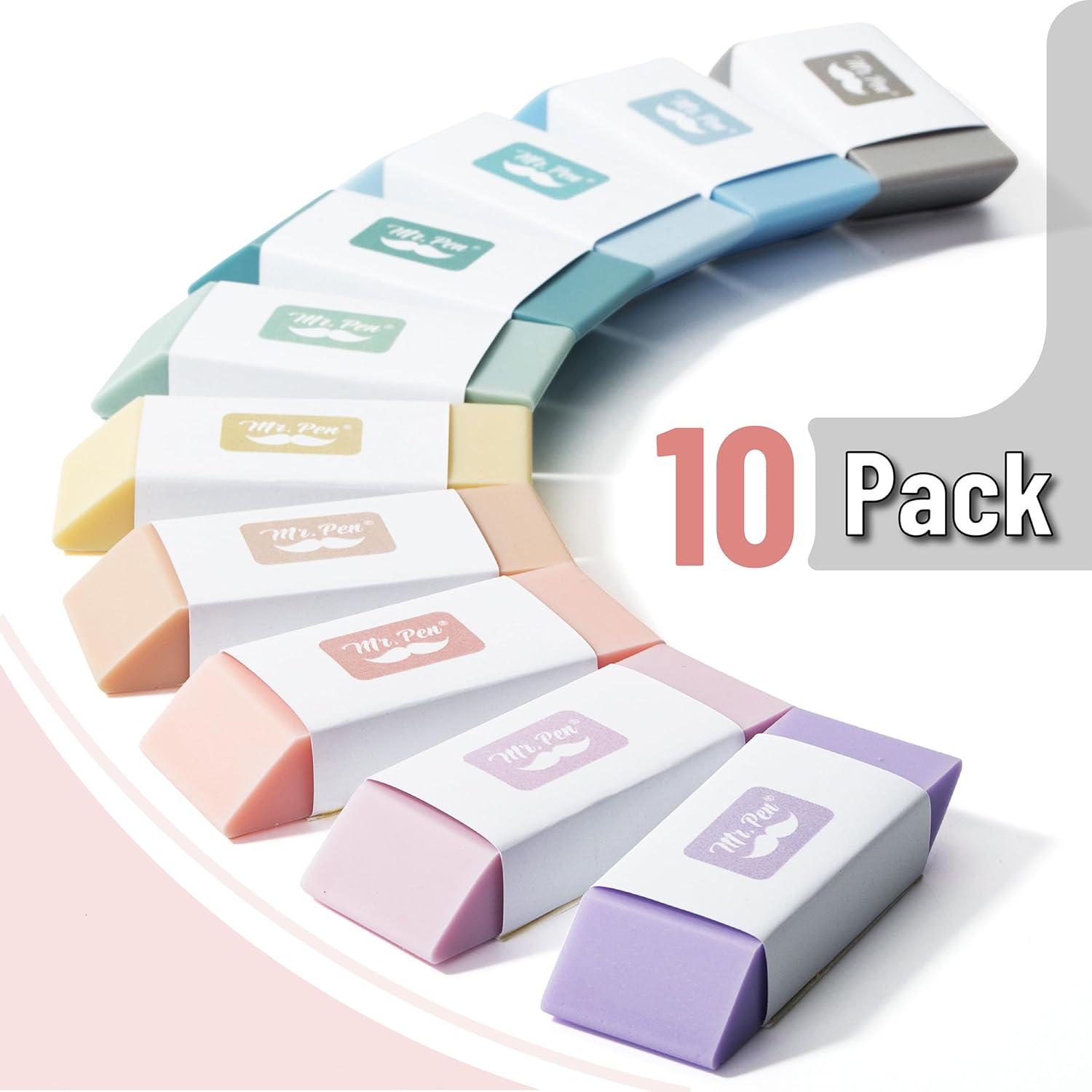 imageMr Pen Erasers 10 Pack Pencil Eraser Morandi Colors Erasers for Pencils Mr Pen Erasers Erasers for School Large Eraser Block Erasers for School Rubber Eraser Large Erasers for School