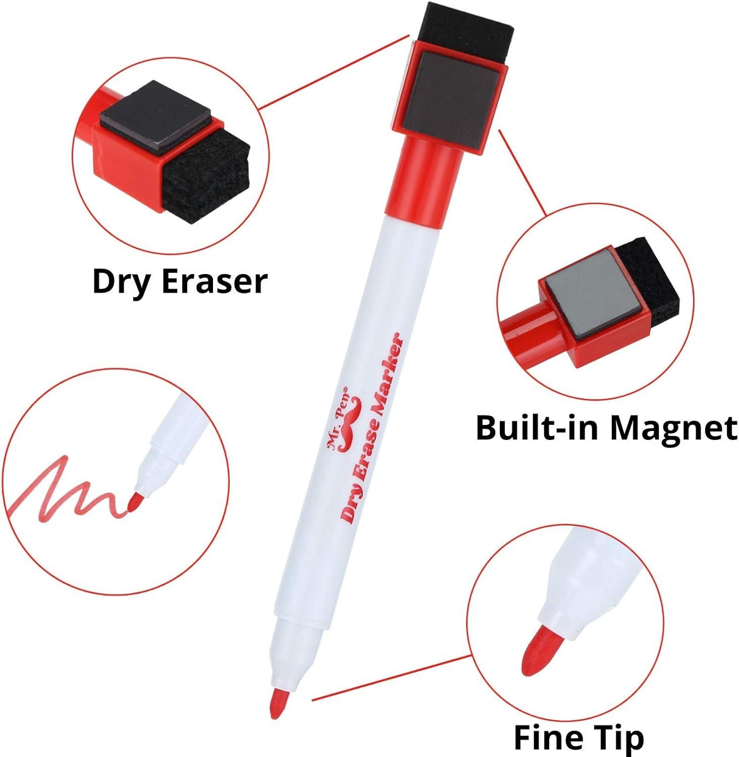 imageMr Pen Magnetic Dry Erase Markers  12 Pack Black Fine Tip with Eraser CapAssorted Colors