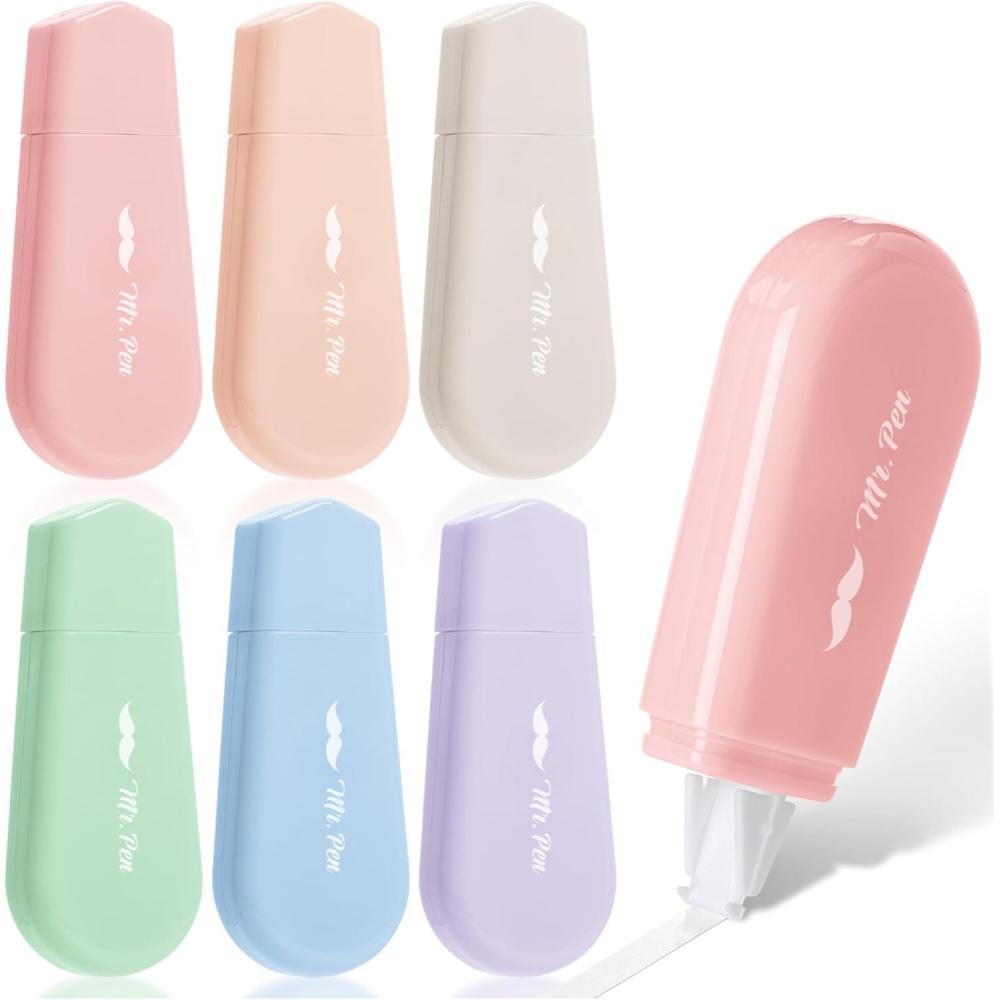 imageMr Pen Aesthetic Correction Tape 02quot x 197quot 12 pcs Pastel Colors Cute Correction TapePastel Barrel
