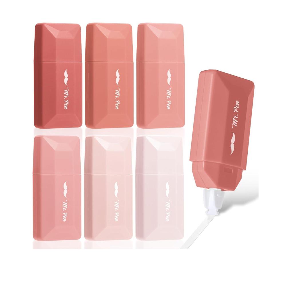 imageMr Pen Correction Tape 02quot x 236quot 12pcs Pastel Colors Cute Correction TapeMocha Blush Barrel