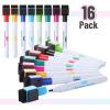 imageMr Pen Magnetic Dry Erase Markers  12 Pack Black Fine Tip with Eraser Capred  blue  green  orange  purple  pink  yellow  black