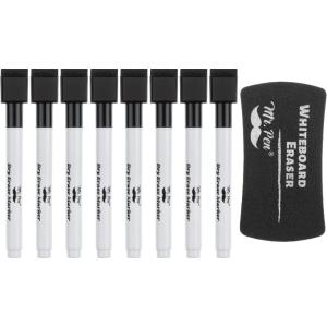 imageMr Pen Magnetic Dry Erase Markers  12 Pack Black Fine Tip with Eraser CapBlack