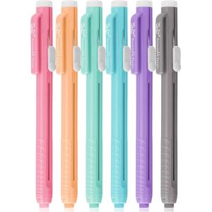imageMr Pen Retractable Mechanical Pencil Eraser Pack of 6 Pastel Colors Artist ampamp Pen EraserPastel With Colored Erasers