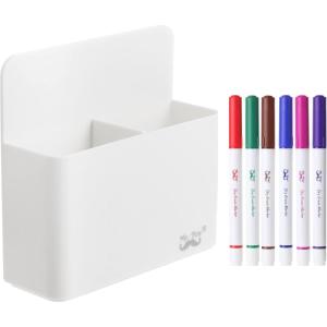 imageMr Pen White Magnetic Dry Erase Marker Holder with 6 Colorful Markers Whiteboard Marker Holder Dry Erase Board Organizer