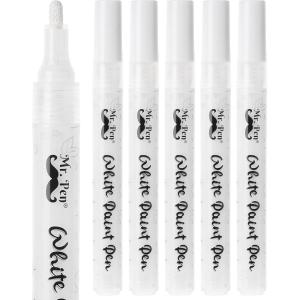 imageMr Pen White Paint Pen 6 Pack WaterBased Acrylic Paint Marker White Paint Marker White Pens for Art White Markers for Black Paper White Paint Pen Medium Tip White Fabric Pen