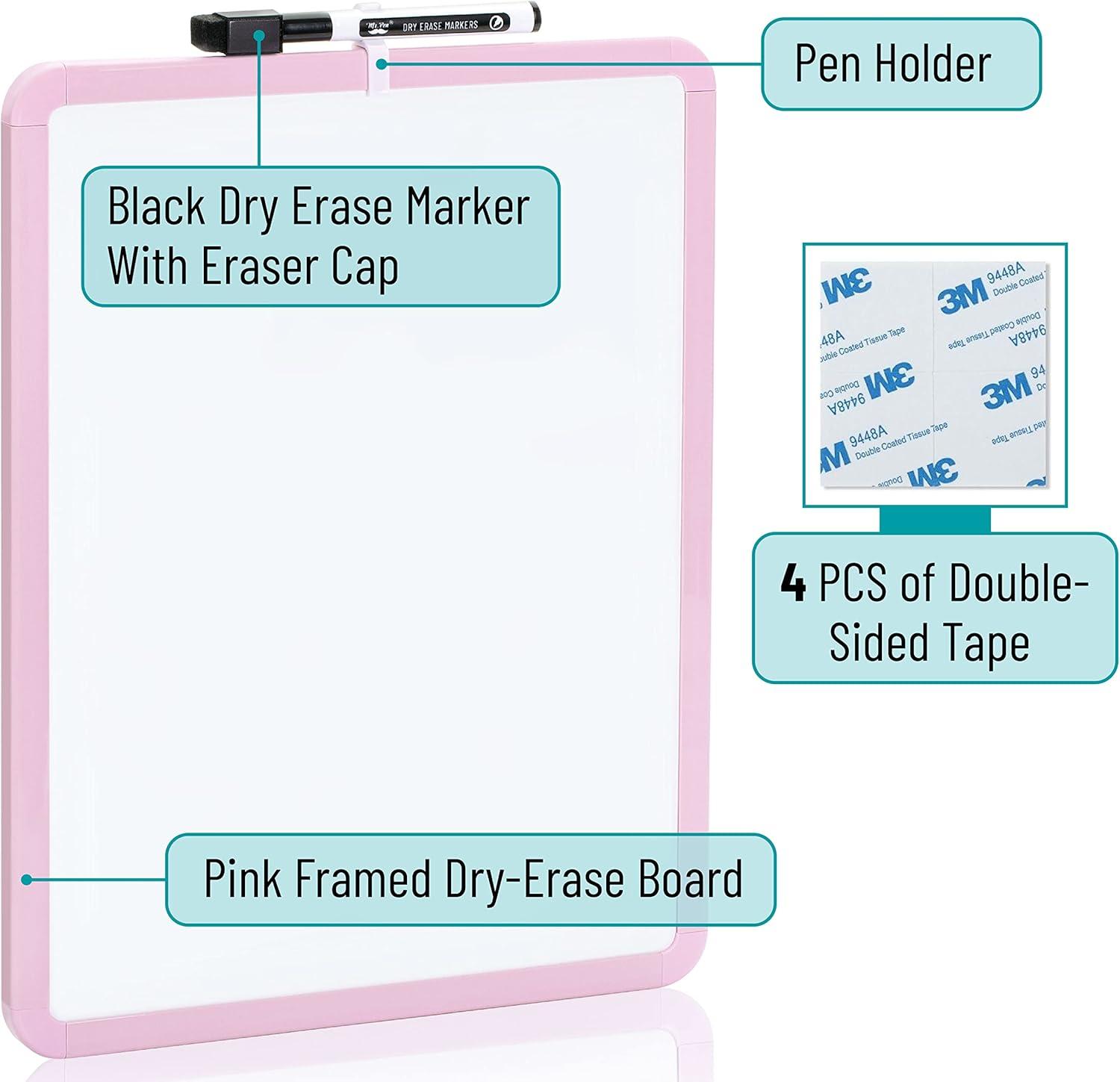 imageMr Pen Dry Erase Board 14quot x 11quot with a Black Dry Erase Marker Light Coral Frame Small White Board White Board for Kids White Board for Students Small Dry Erase Board Mini White BoardPink