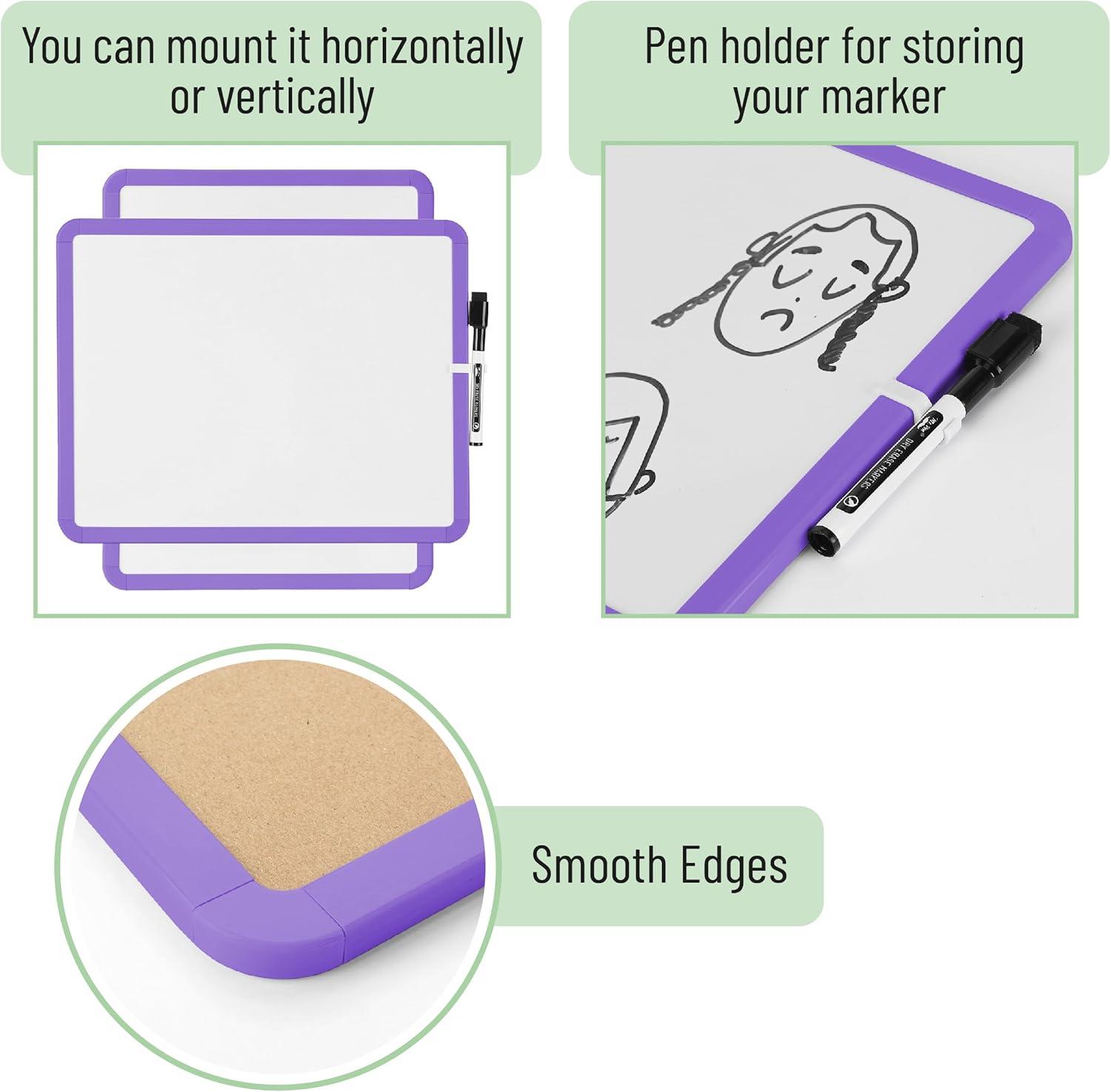 imageMr Pen Dry Erase Board 14quot x 11quot with a Black Dry Erase Marker Light Coral Frame Small White Board White Board for Kids White Board for Students Small Dry Erase Board Mini White BoardPurple 2