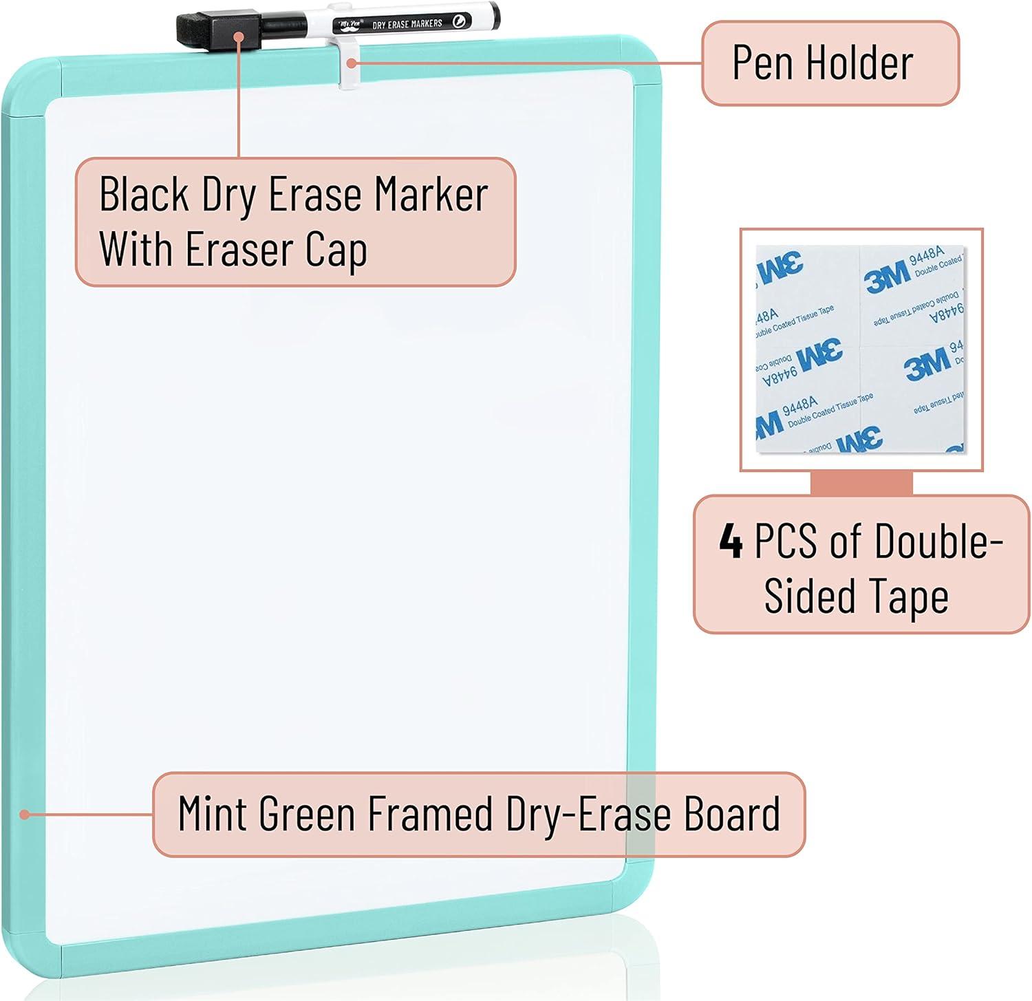 imageMr Pen Dry Erase Board 14quot x 11quot with a Black Dry Erase Marker Light Coral Frame Small White Board White Board for Kids White Board for Students Small Dry Erase Board Mini White BoardMint Green