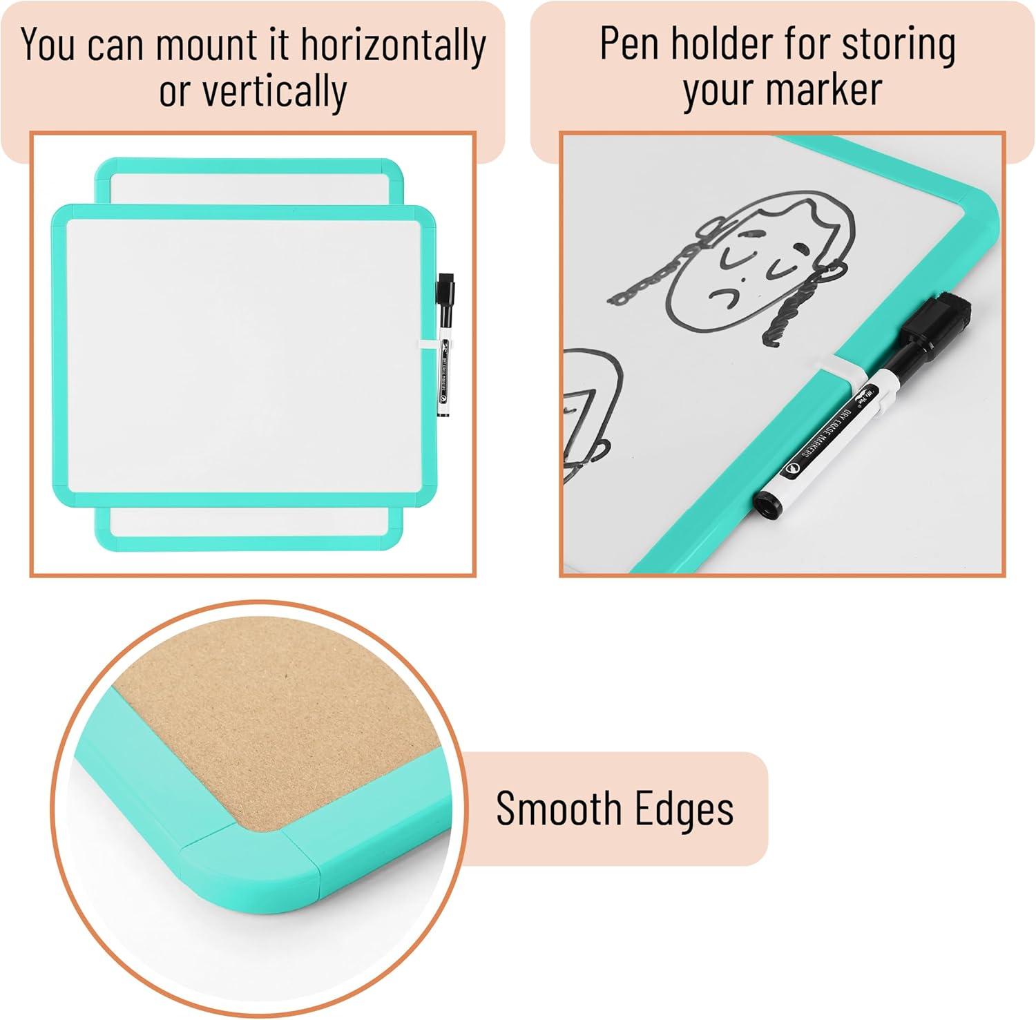 imageMr Pen Dry Erase Board 14quot x 11quot with a Black Dry Erase Marker Light Coral Frame Small White Board White Board for Kids White Board for Students Small Dry Erase Board Mini White BoardAqua Blue