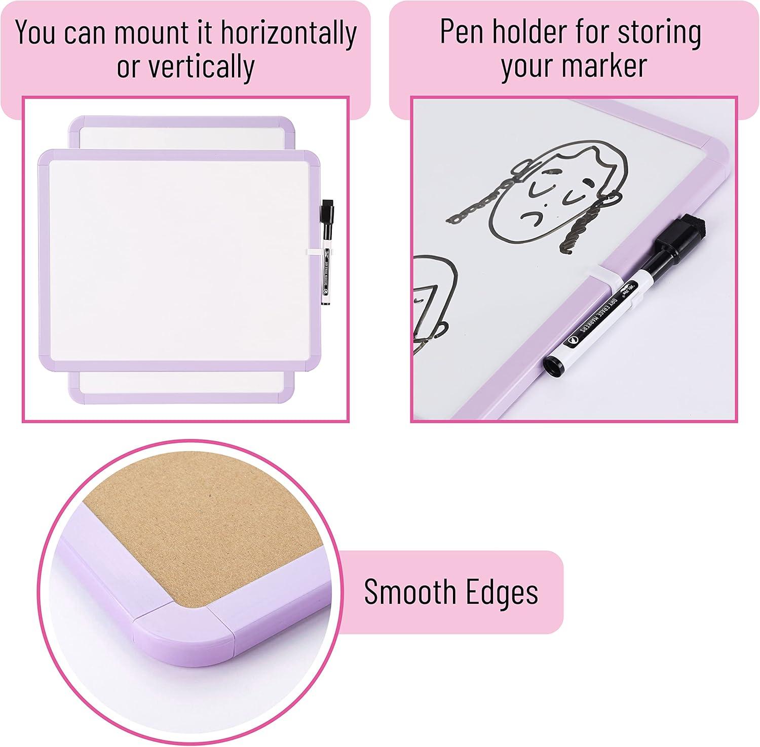 imageMr Pen Dry Erase Board 14quot x 11quot with a Black Dry Erase Marker Light Coral Frame Small White Board White Board for Kids White Board for Students Small Dry Erase Board Mini White BoardPurple