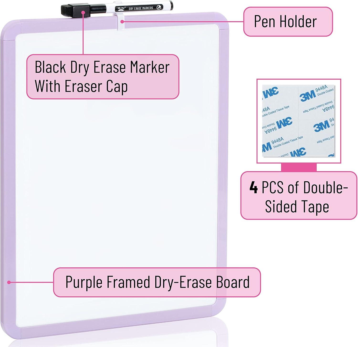 imageMr Pen Dry Erase Board 14quot x 11quot with a Black Dry Erase Marker Light Coral Frame Small White Board White Board for Kids White Board for Students Small Dry Erase Board Mini White BoardPurple