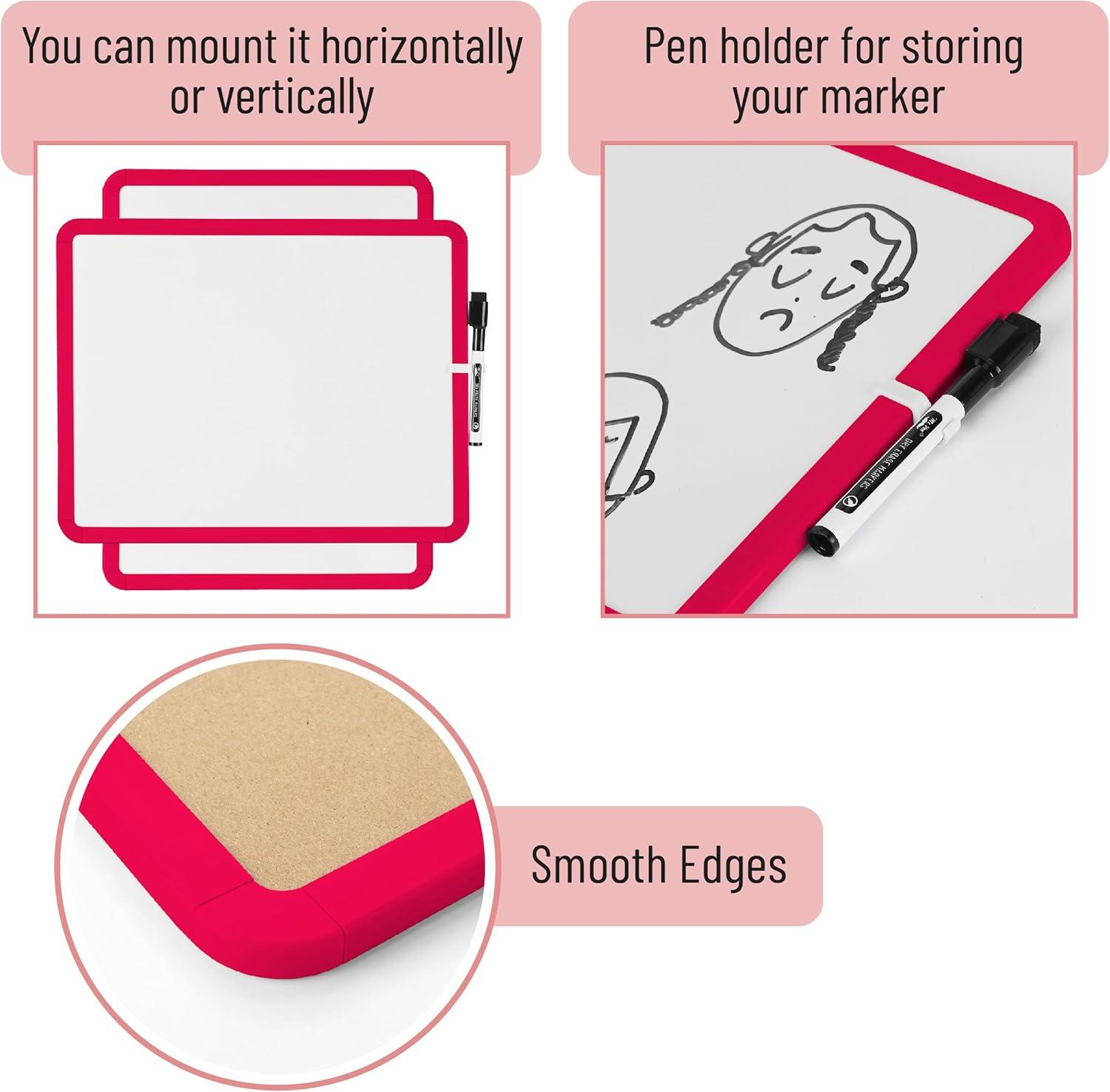 imageMr Pen Dry Erase Board 14quot x 11quot with a Black Dry Erase Marker Light Coral Frame Small White Board White Board for Kids White Board for Students Small Dry Erase Board Mini White BoardRed