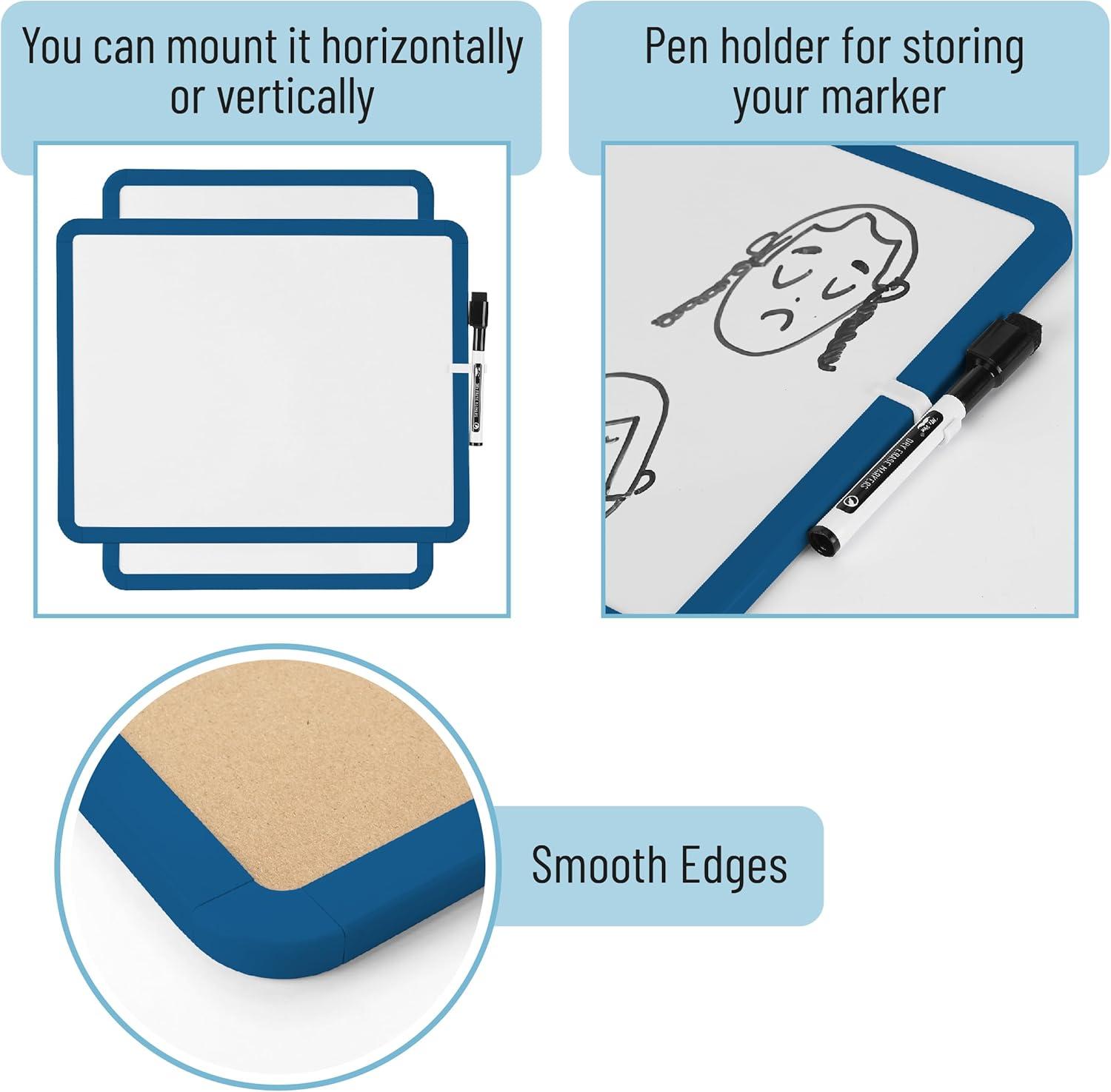 imageMr Pen Dry Erase Board 14quot x 11quot with a Black Dry Erase Marker Light Coral Frame Small White Board White Board for Kids White Board for Students Small Dry Erase Board Mini White BoardDark Blue