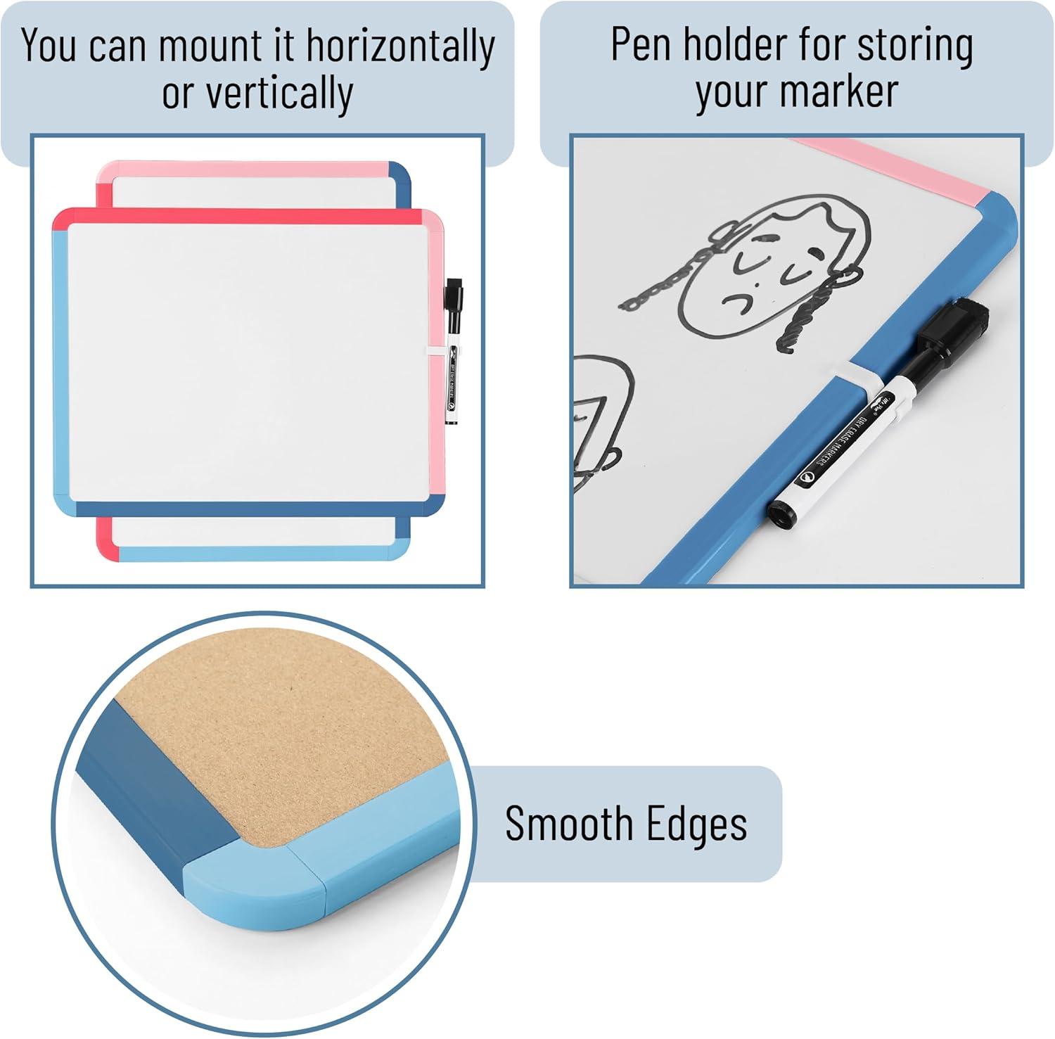 imageMr Pen Dry Erase Board 14quot x 11quot with a Black Dry Erase Marker Light Coral Frame Small White Board White Board for Kids White Board for Students Small Dry Erase Board Mini White BoardPink Tide