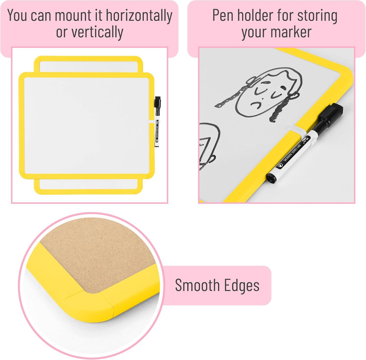 imageMr Pen Dry Erase Board 14quot x 11quot with a Black Dry Erase Marker Light Coral Frame Small White Board White Board for Kids White Board for Students Small Dry Erase Board Mini White BoardYellow