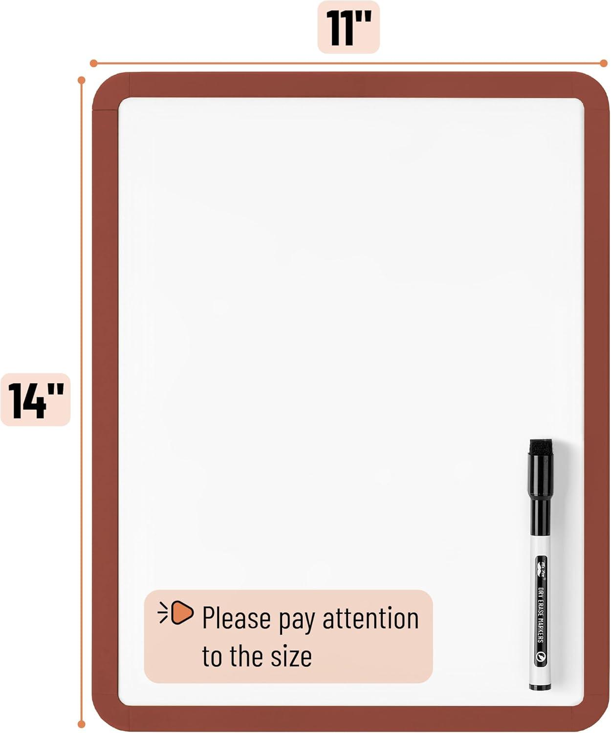 imageMr Pen Dry Erase Board 14quot x 11quot with a Black Dry Erase Marker Light Coral Frame Small White Board White Board for Kids White Board for Students Small Dry Erase Board Mini White BoardChocolate Brown