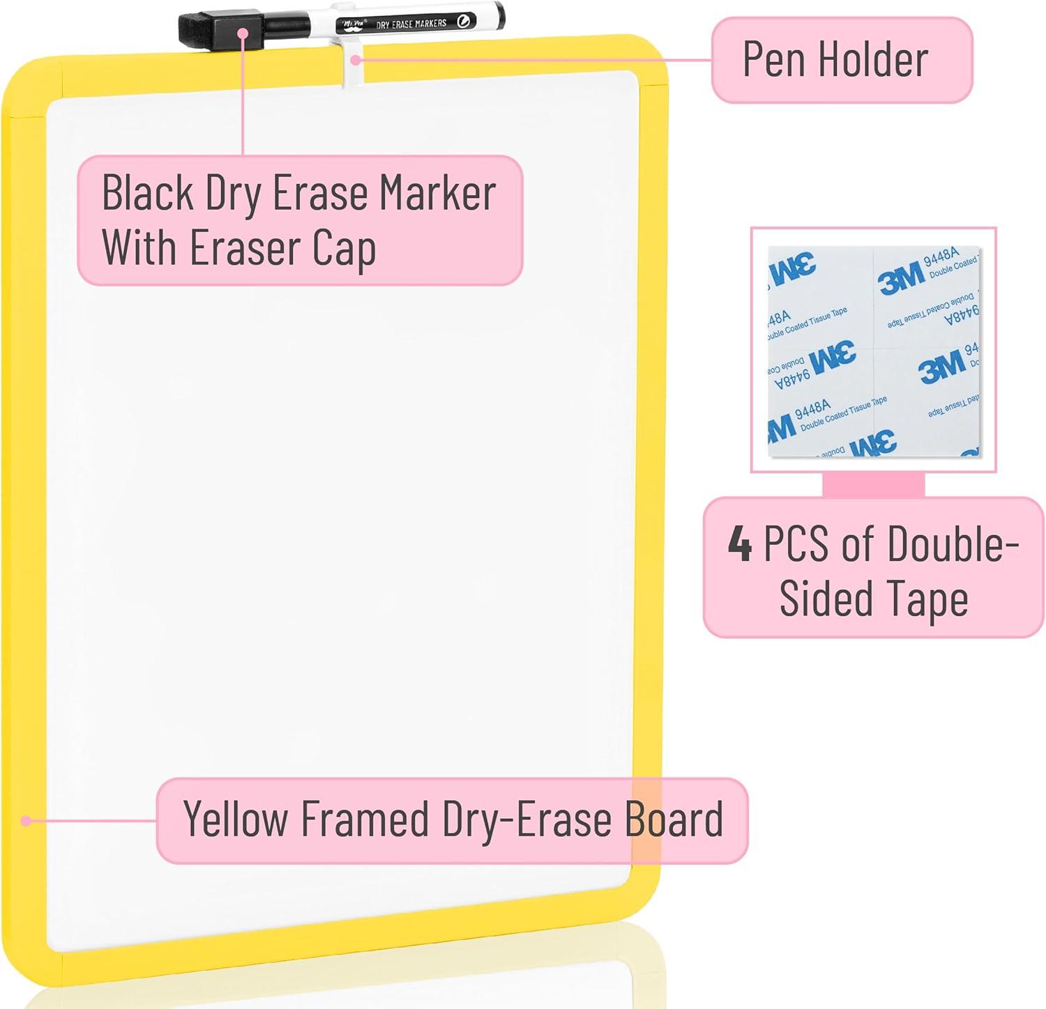 imageMr Pen Dry Erase Board 14quot x 11quot with a Black Dry Erase Marker Light Coral Frame Small White Board White Board for Kids White Board for Students Small Dry Erase Board Mini White BoardYellow