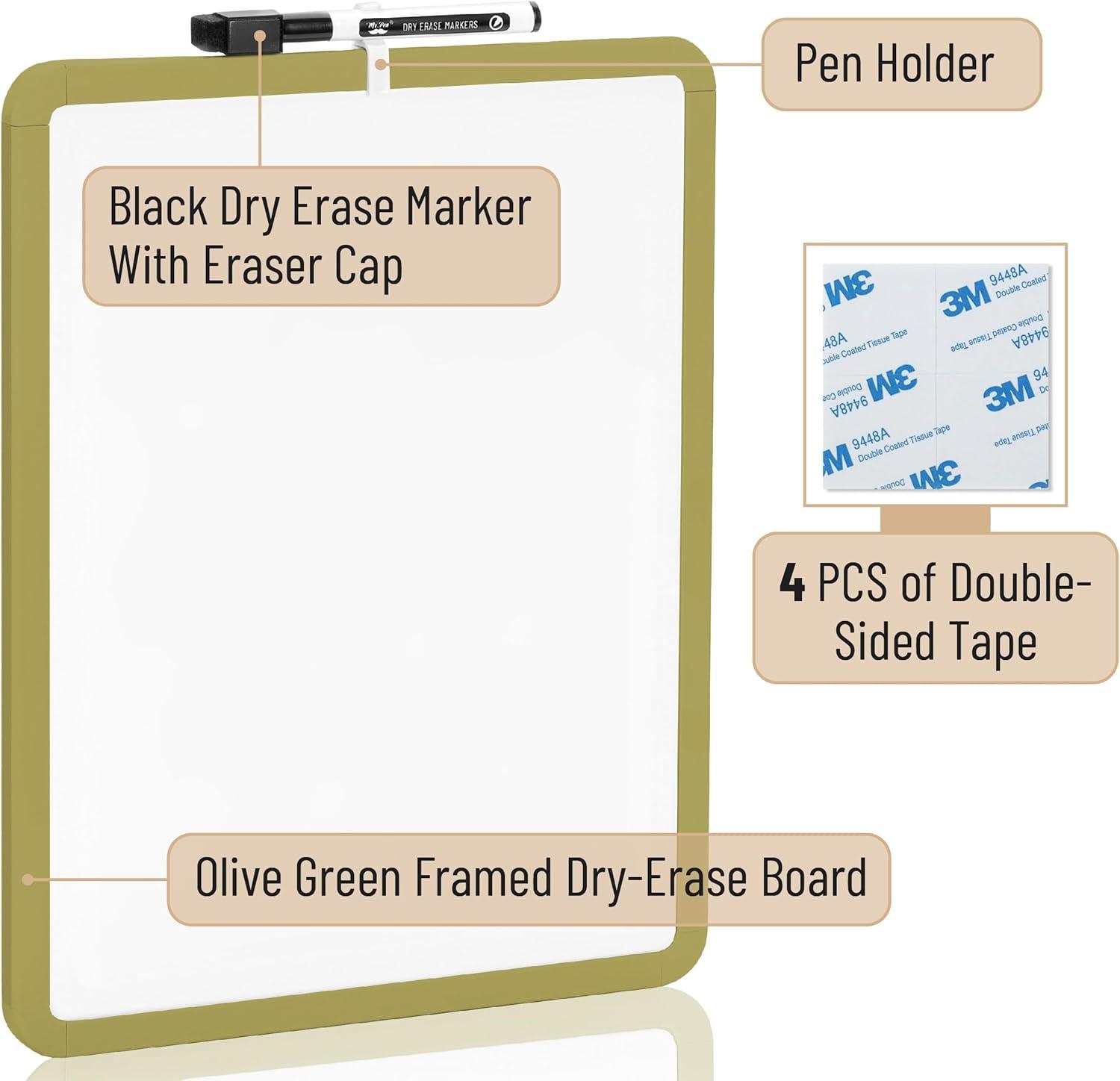 imageMr Pen Dry Erase Board 14quot x 11quot with a Black Dry Erase Marker Light Coral Frame Small White Board White Board for Kids White Board for Students Small Dry Erase Board Mini White BoardOlive Green