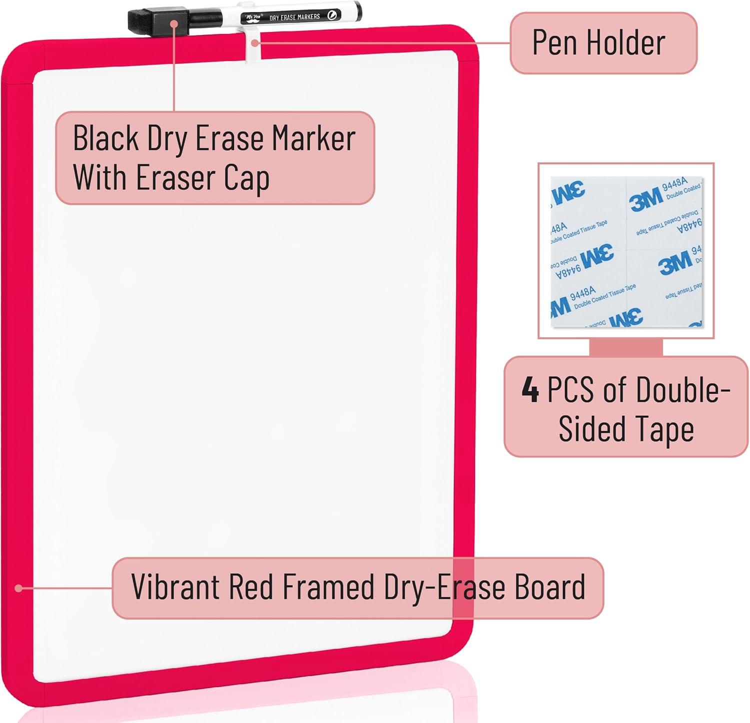 imageMr Pen Dry Erase Board 14quot x 11quot with a Black Dry Erase Marker Light Coral Frame Small White Board White Board for Kids White Board for Students Small Dry Erase Board Mini White BoardRed