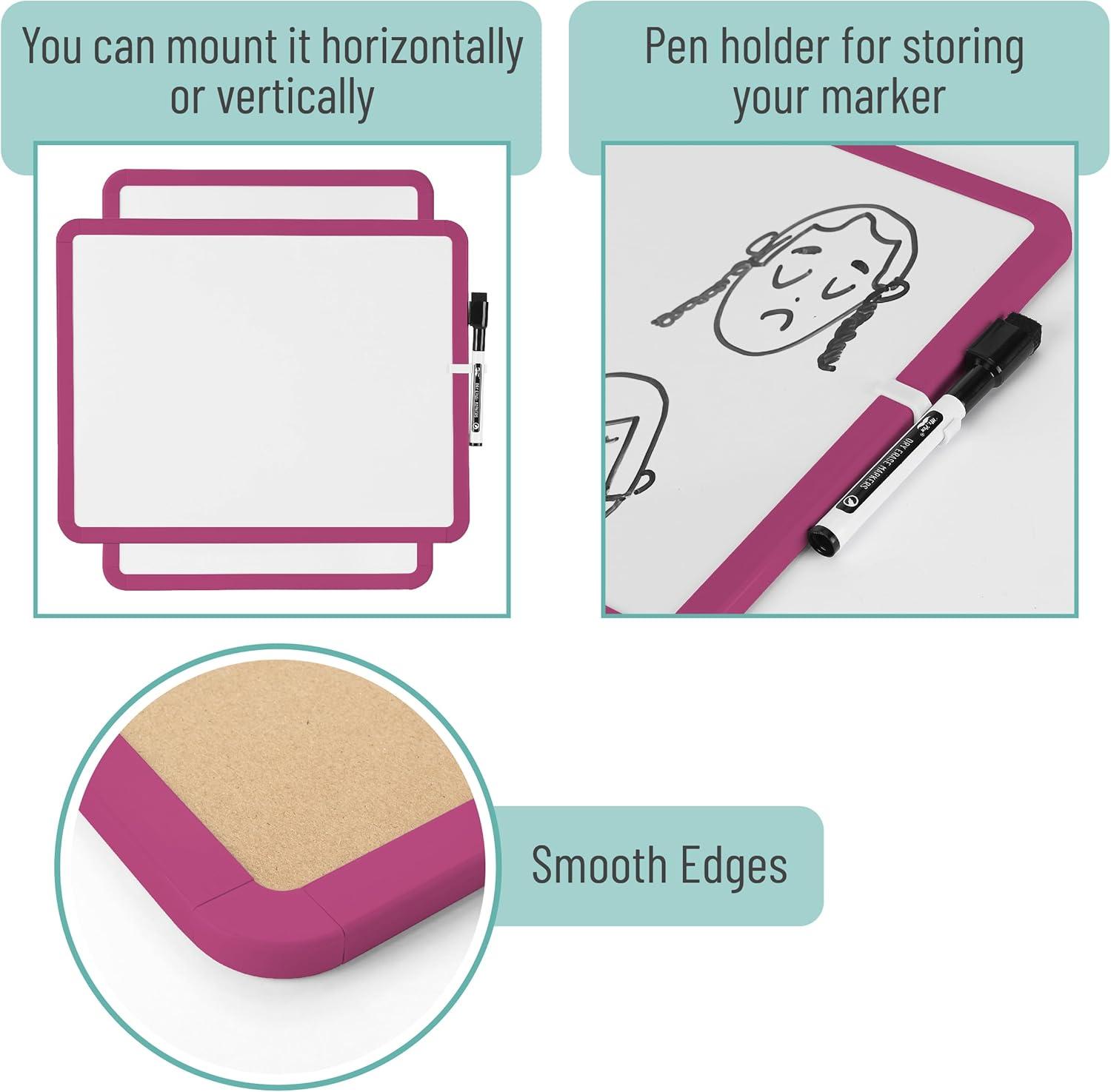 imageMr Pen Dry Erase Board 14quot x 11quot with a Black Dry Erase Marker Light Coral Frame Small White Board White Board for Kids White Board for Students Small Dry Erase Board Mini White BoardMagenta