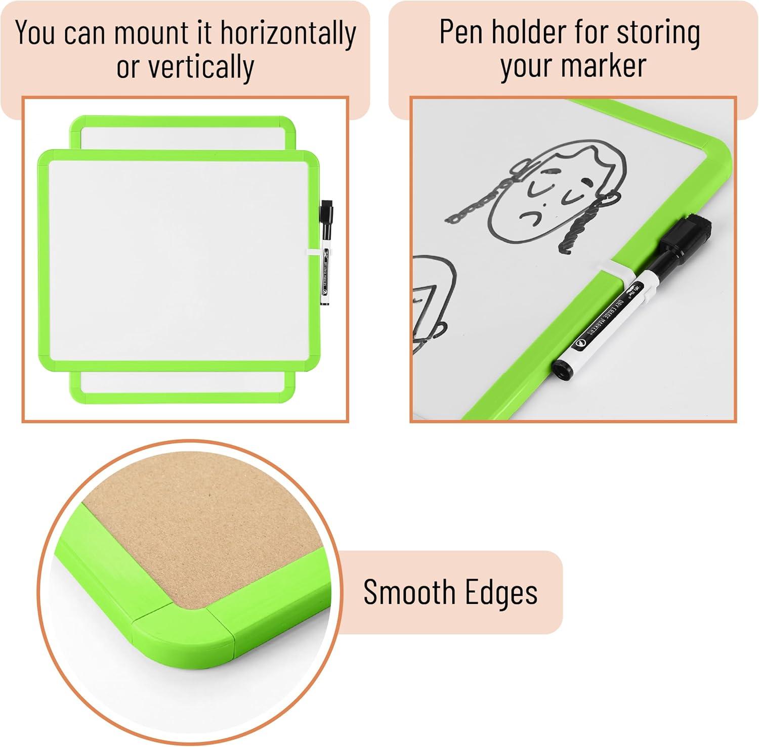 imageMr Pen Dry Erase Board 14quot x 11quot with a Black Dry Erase Marker Light Coral Frame Small White Board White Board for Kids White Board for Students Small Dry Erase Board Mini White BoardLime Green